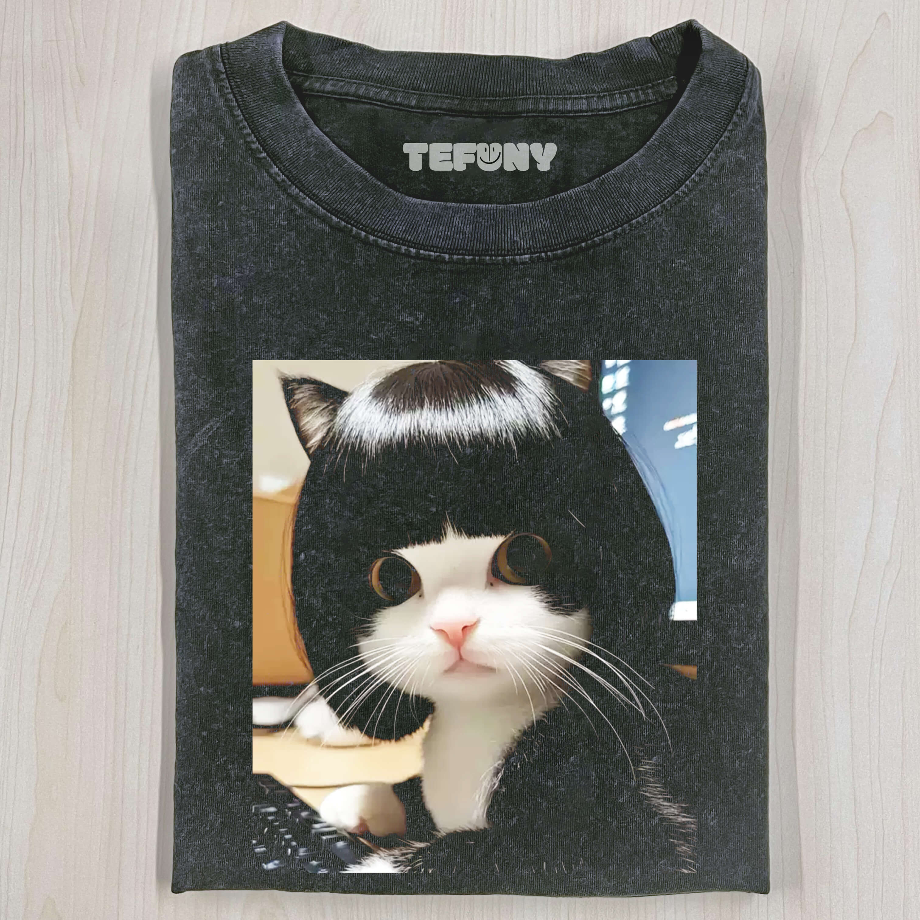 KITTEN WEARING A WIG T-SHIRT
