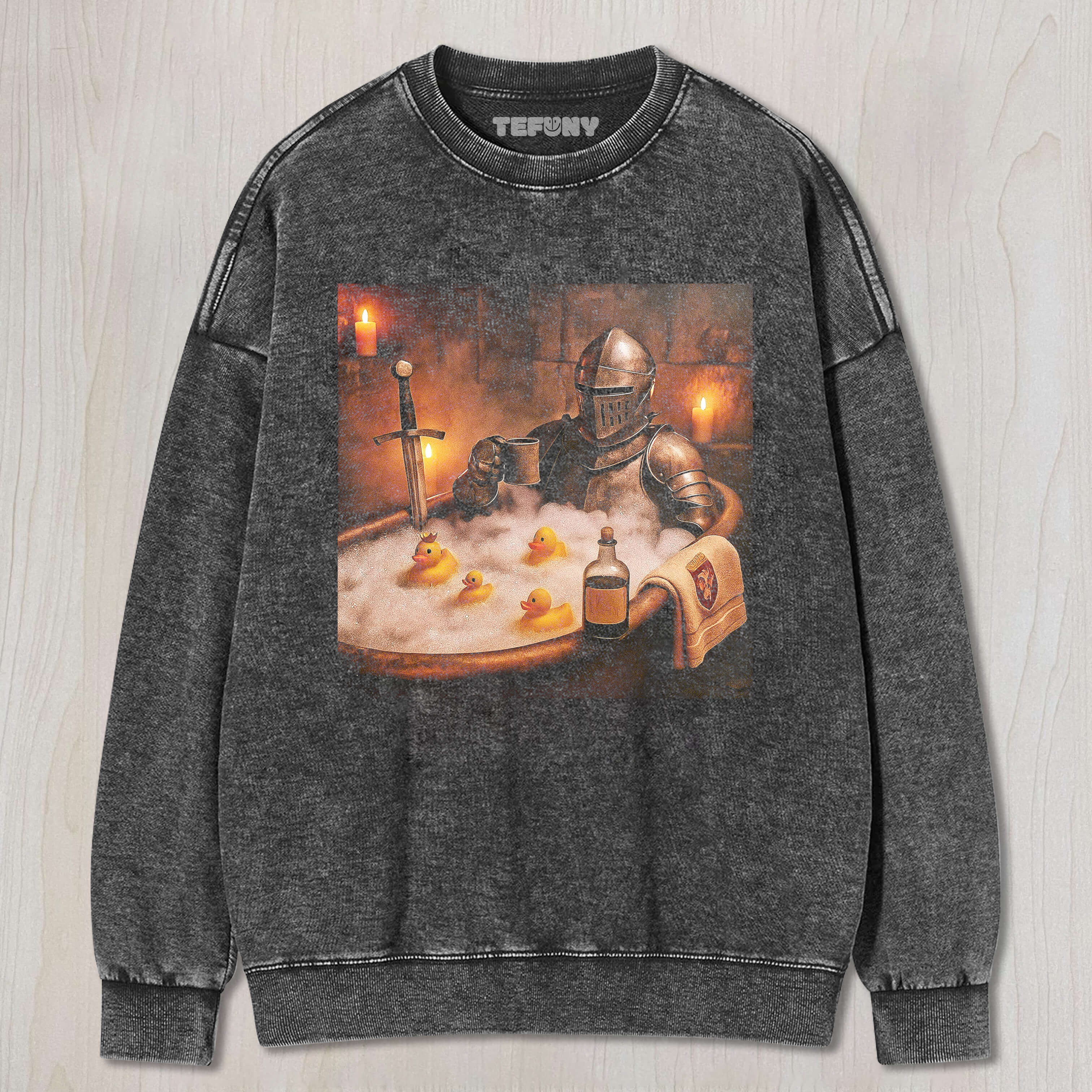 KNIGHT AND DUCK TAKING A BATH TEE & SWEAT & HOOD