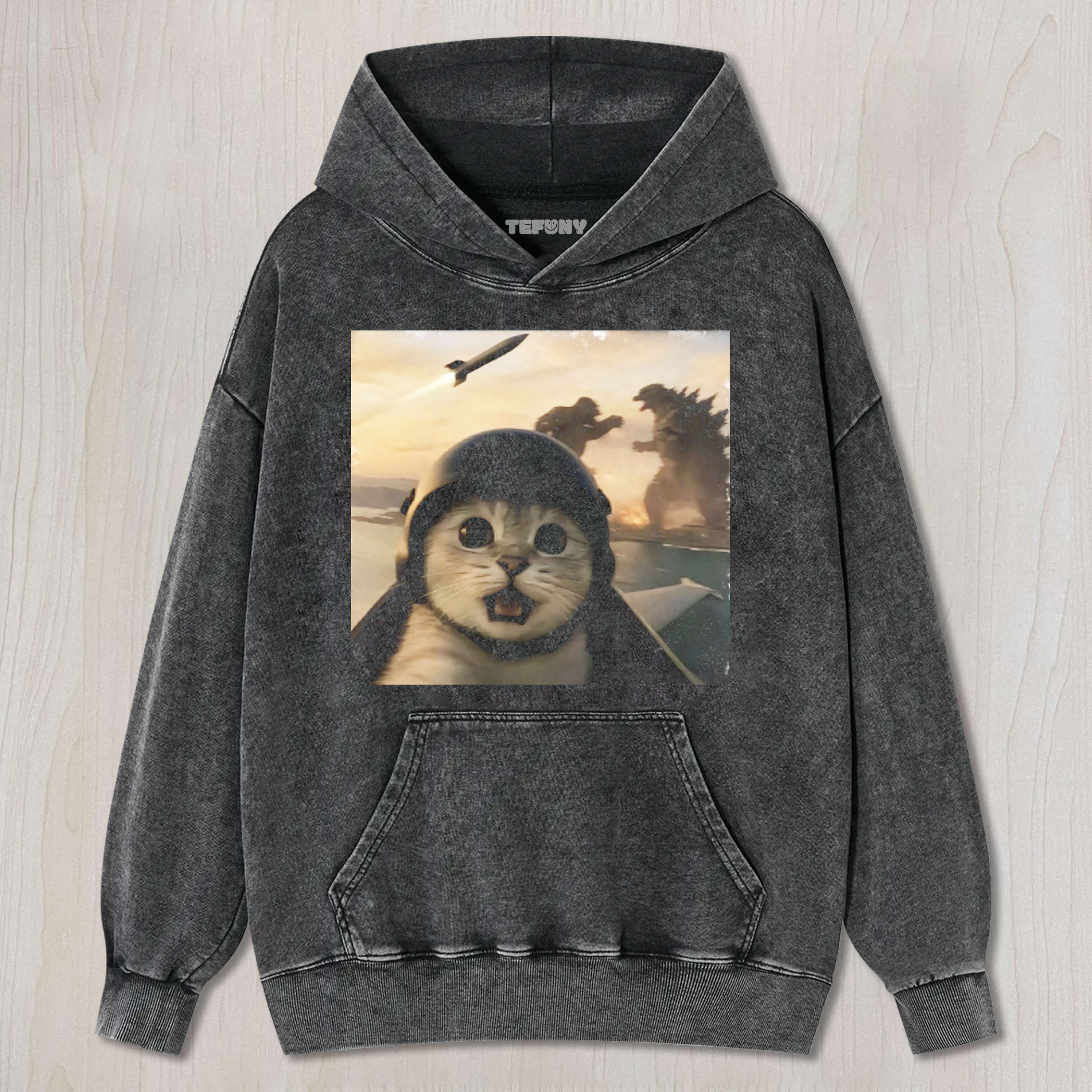 KAIJU CAT VINTAGE WASH JAPANESE DESIGN TEE & SWEAT & HOOD