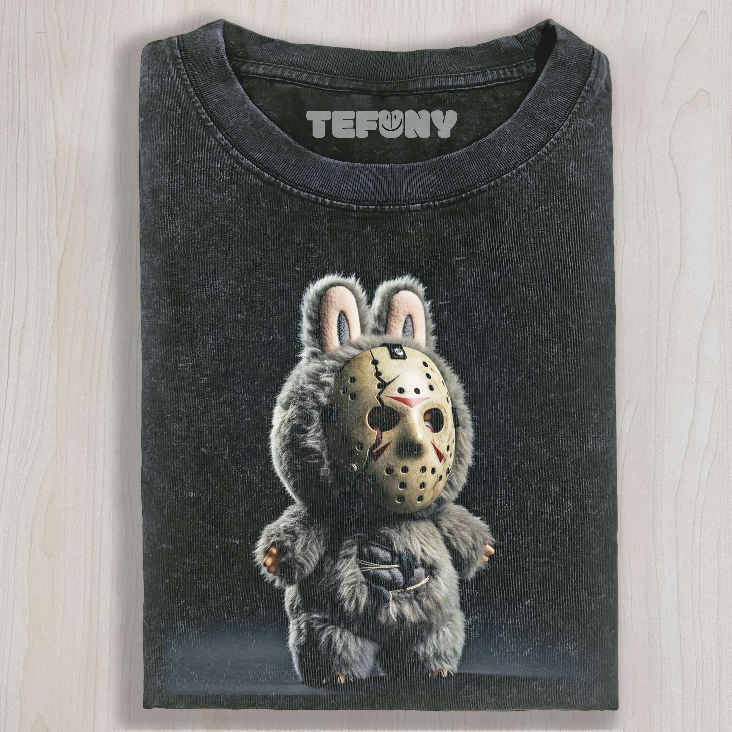 LABUBU WEARING JASON VOORHEES' MASK T-SHIRT