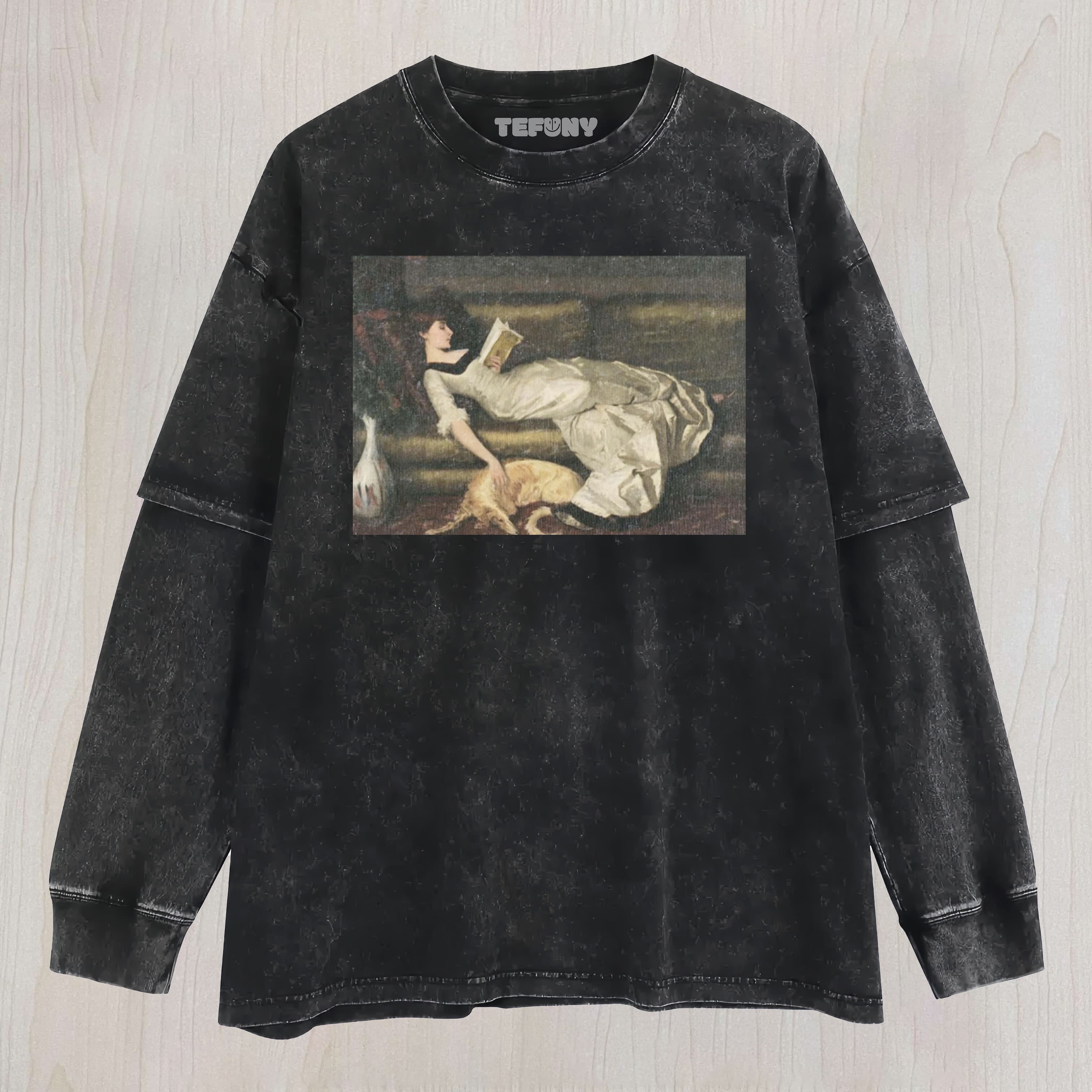 LADY RECLINING ON COUCH LAYERED LONG SLEEVE
