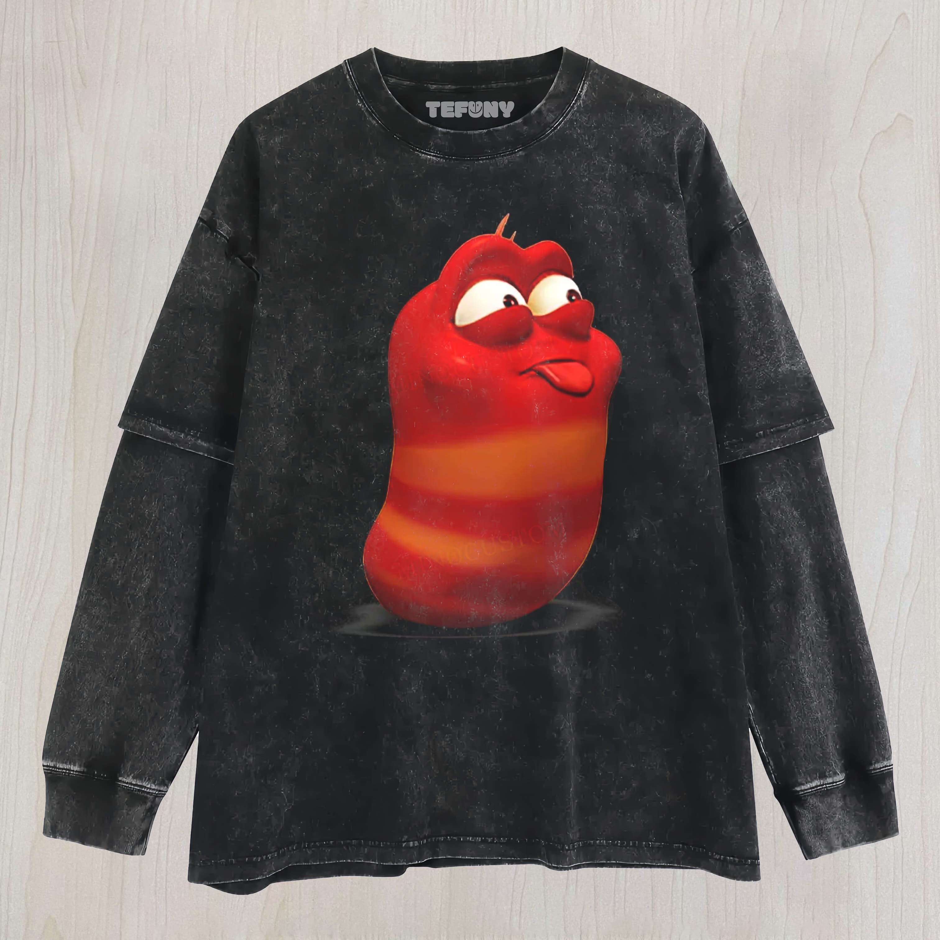 LARVA GOOFY FACE VINTAGE UNISEX TEE, TANK TOP, LAYERED LS, SWEATSHIRT & HOODIE