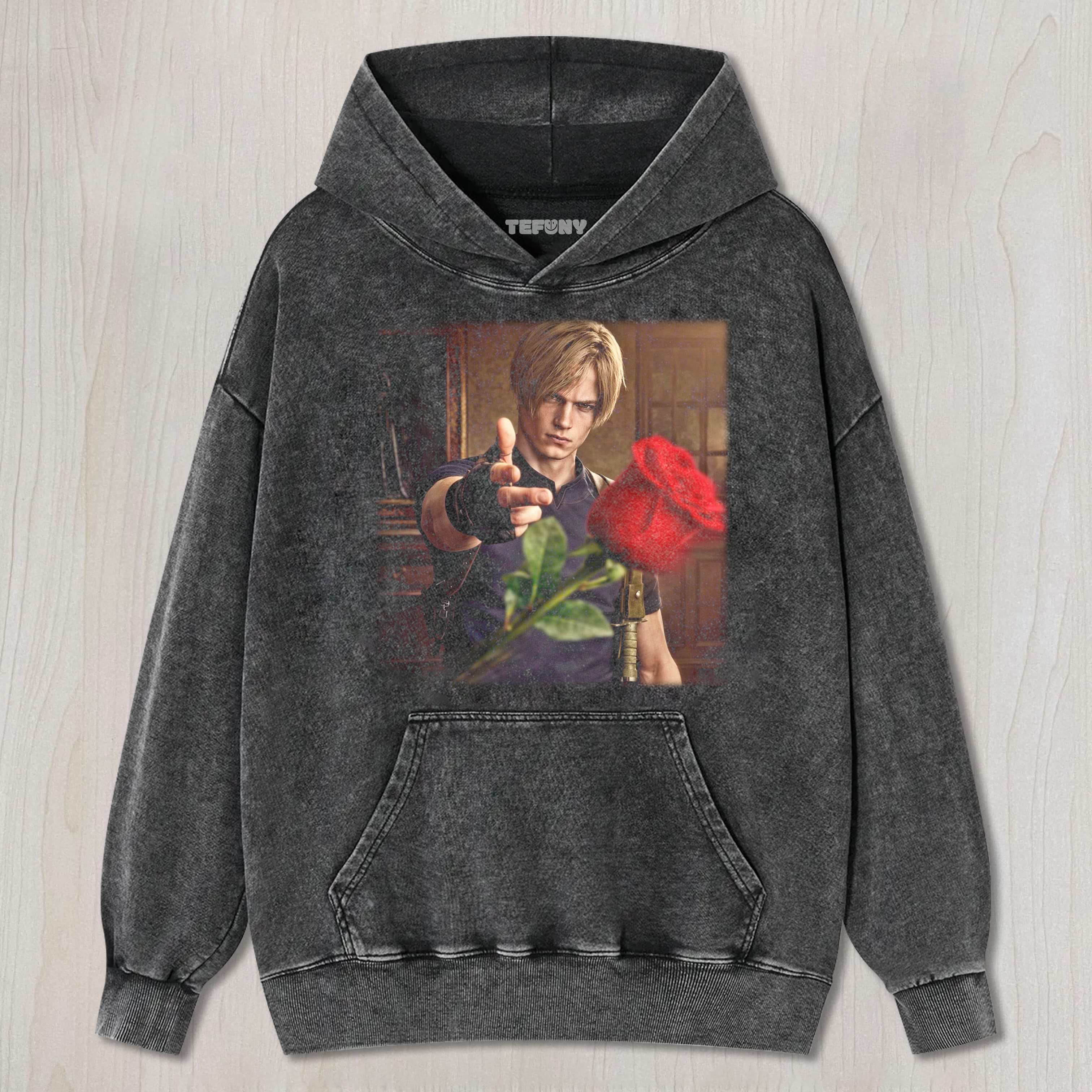 LEON HOLDING A ROSE TEE & SWEAT & HOOD