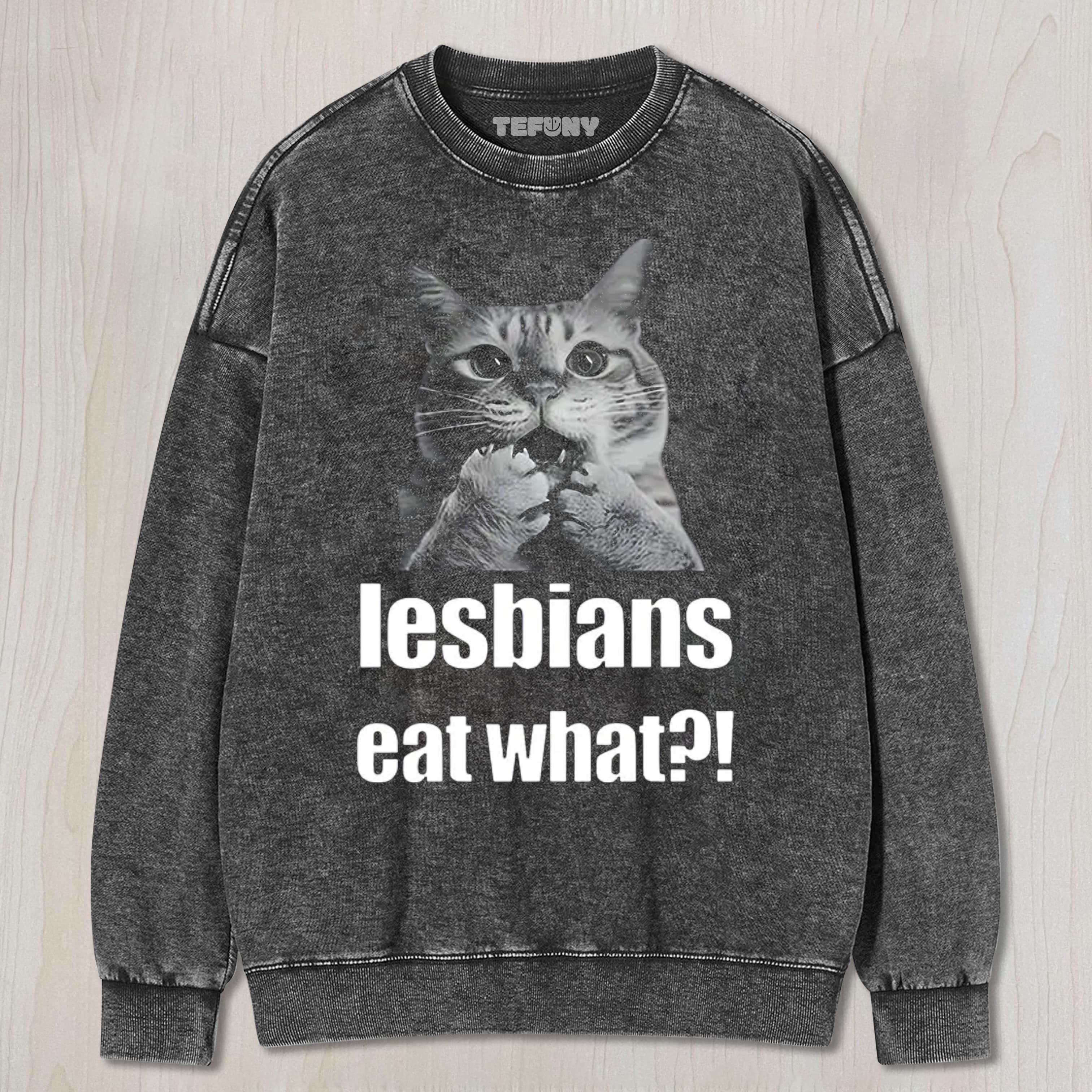 LESBIANS EAT WHAT FUNNY GAY JOKE  UNISEX TEE, TANK TOP, LAYERED LS, SWEATSHIRT & HOODIE