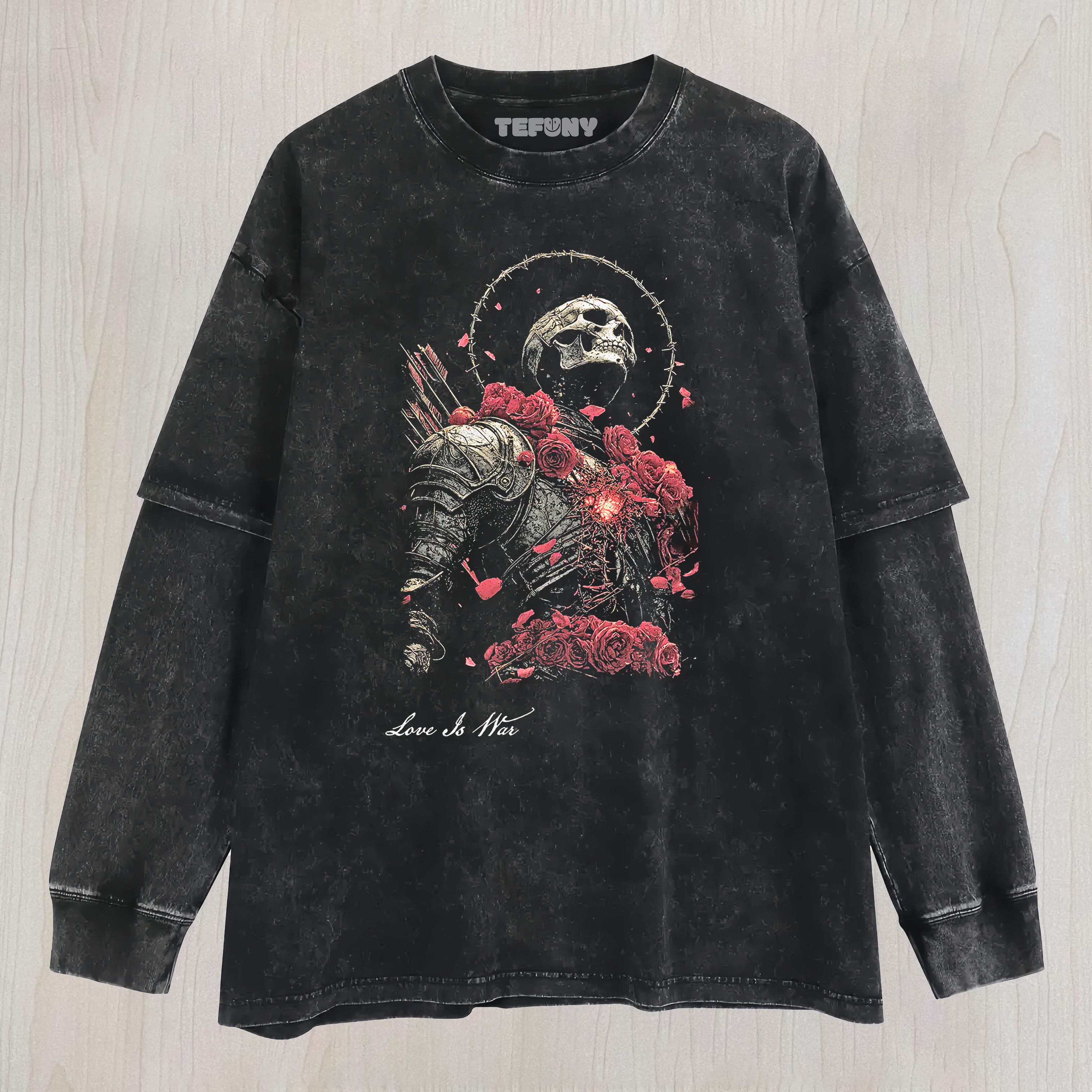 LOVE IS WAR HEART UNDER OATH LAYERED LONG SLEEVE