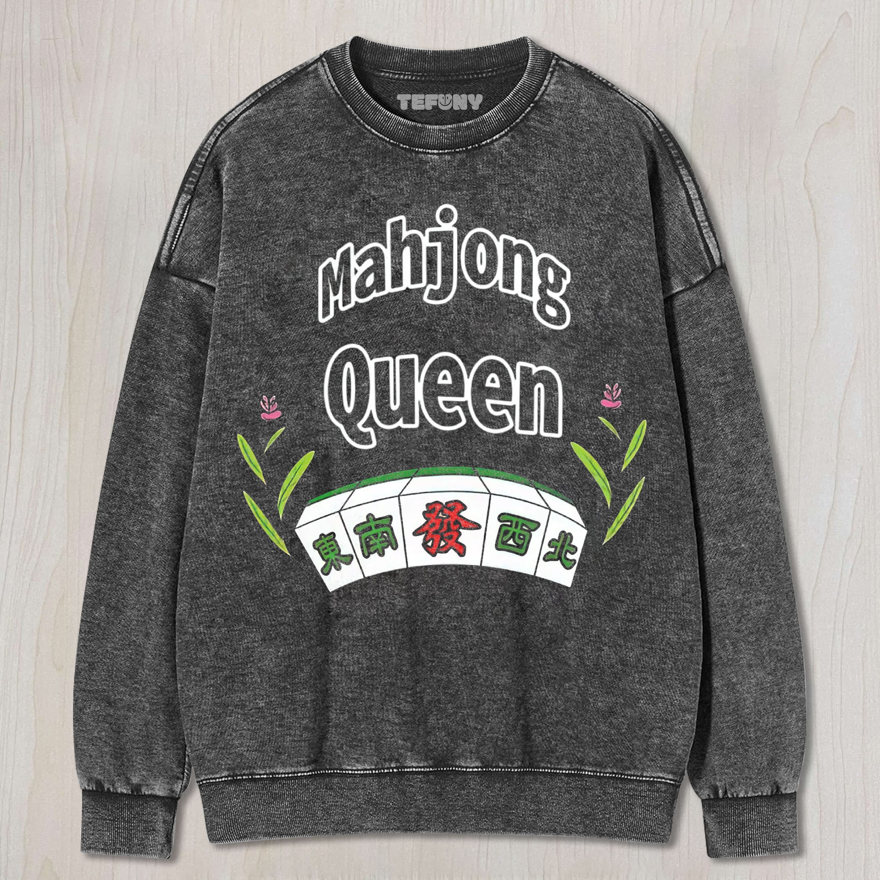 MAHJONG QUEEN FLORAL GRAPHIC VINTAGE UNISEX TEE, TANK TOP, LAYERED LS, SWEATSHIRT & HOODIE