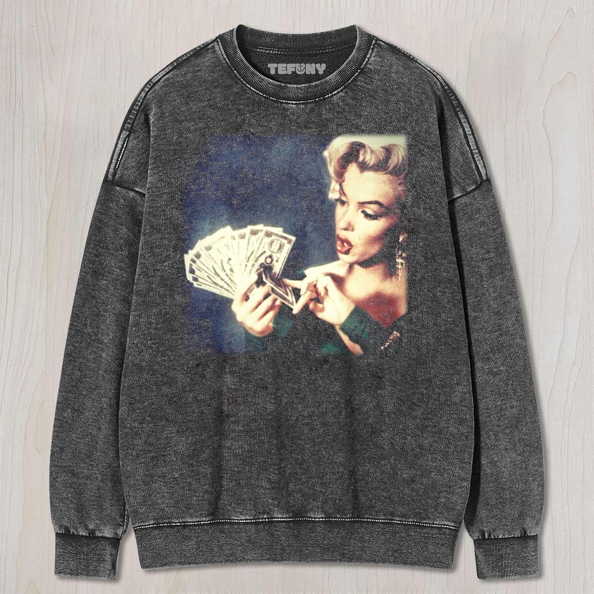 MARILYN MONROE COUNTING MONEY UNISEX TEE, TANK TOP, LAYERED LS, SWEATSHIRT & HOODIE