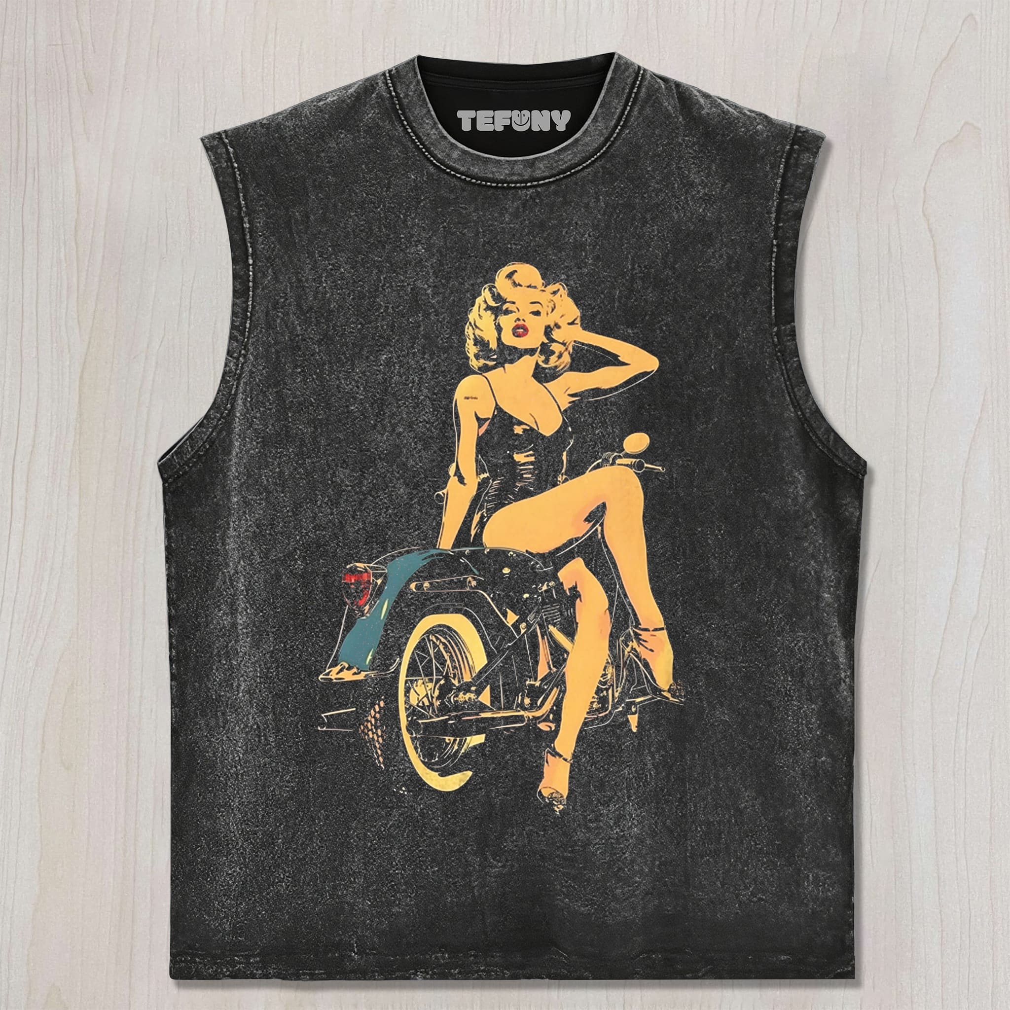 MARILYN MONROE ON MOTORCYCLE UNISEX TEE, TANK TOP, LAYERED LS, SWEATSHIRT & HOODIE