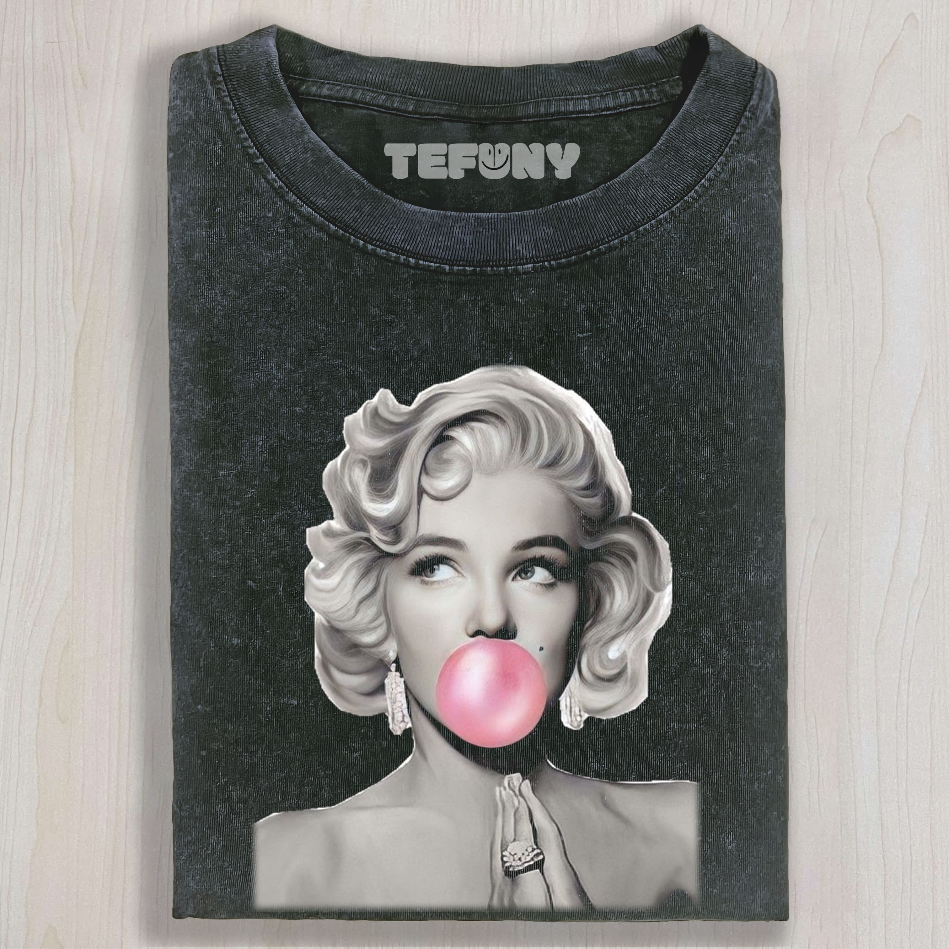 MARILYN MONROE BLOWING A BUBBLE UNISEX TEE, TANK TOP, LAYERED LS, SWEATSHIRT & HOODIE