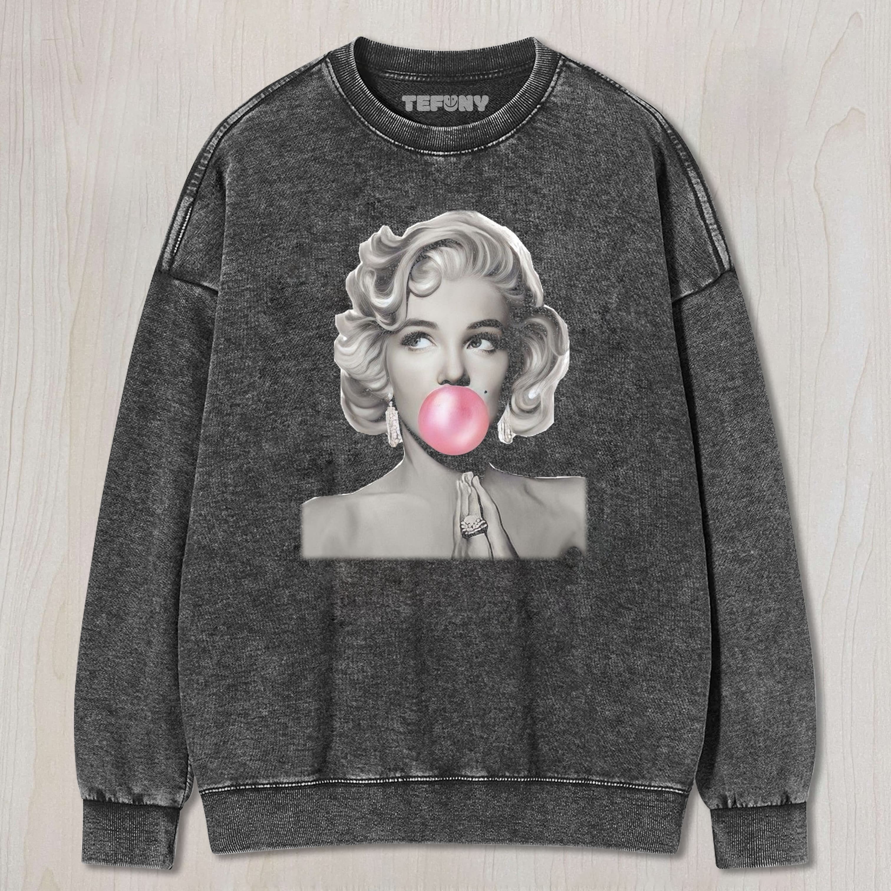MARILYN MONROE BLOWING A BUBBLE UNISEX TEE, TANK TOP, LAYERED LS, SWEATSHIRT & HOODIE