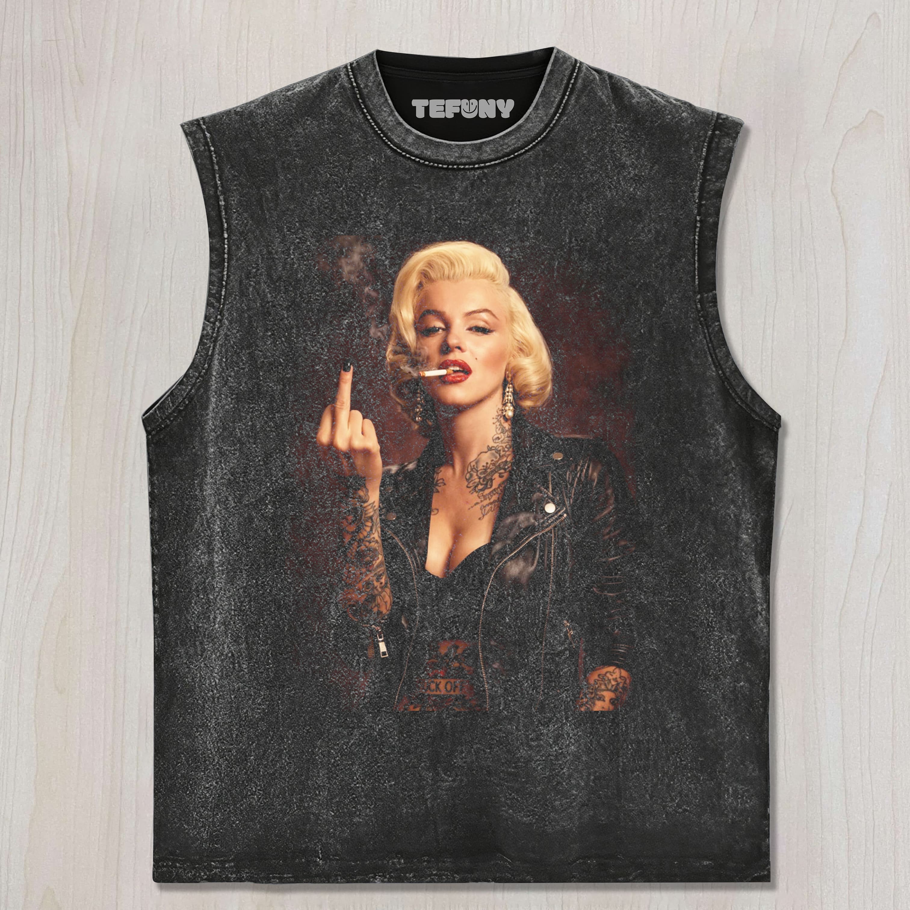 MARILYN MONROE GIVES THE MIDDLE FINGER UNISEX TEE, TANK TOP, LAYERED LS, SWEATSHIRT & HOODIE
