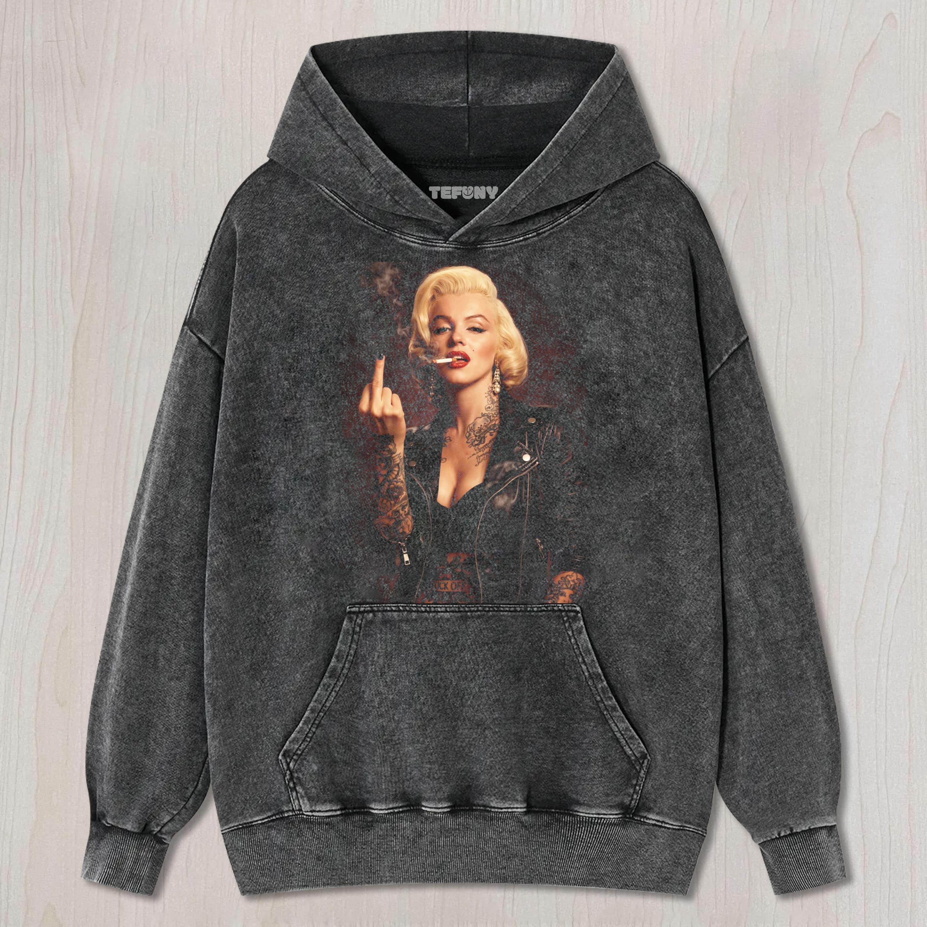MARILYN MONROE GIVES THE MIDDLE FINGER UNISEX TEE, TANK TOP, LAYERED LS, SWEATSHIRT & HOODIE