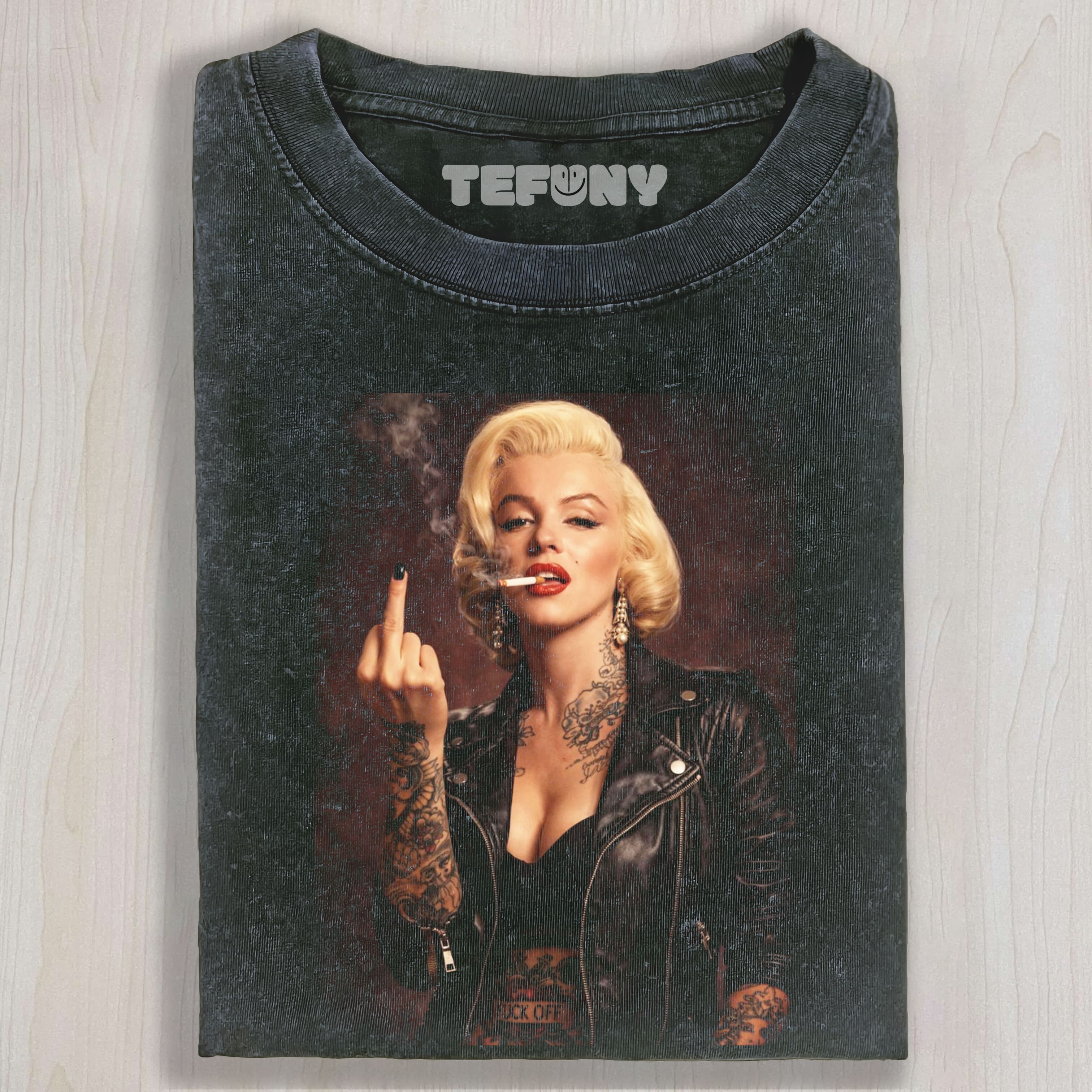 MARILYN MONROE GIVES THE MIDDLE FINGER UNISEX TEE, TANK TOP, LAYERED LS, SWEATSHIRT & HOODIE