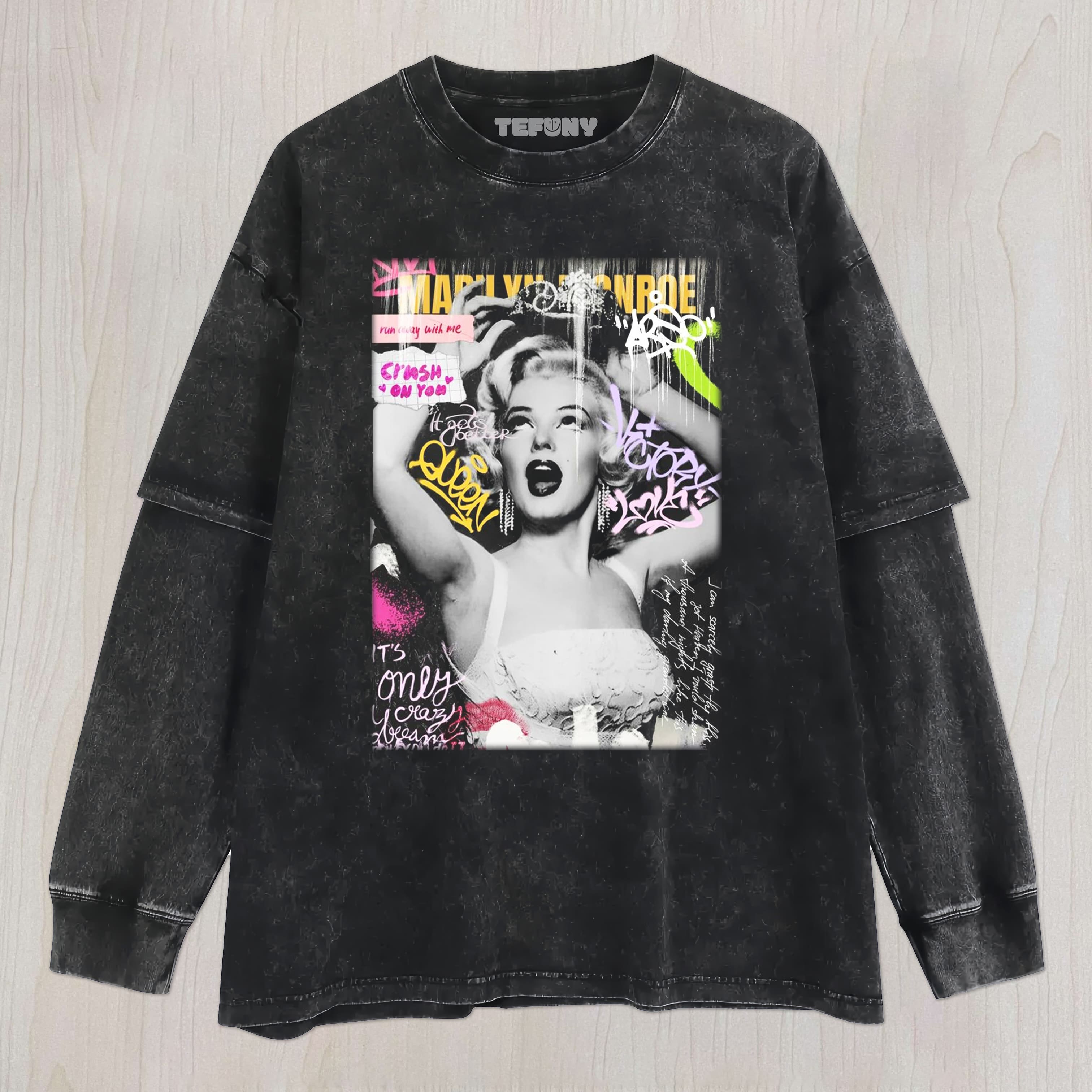 MARILYN MONROE GRAFFITI UNISEX TEE, TANK TOP, LAYERED LS, SWEATSHIRT & HOODIE