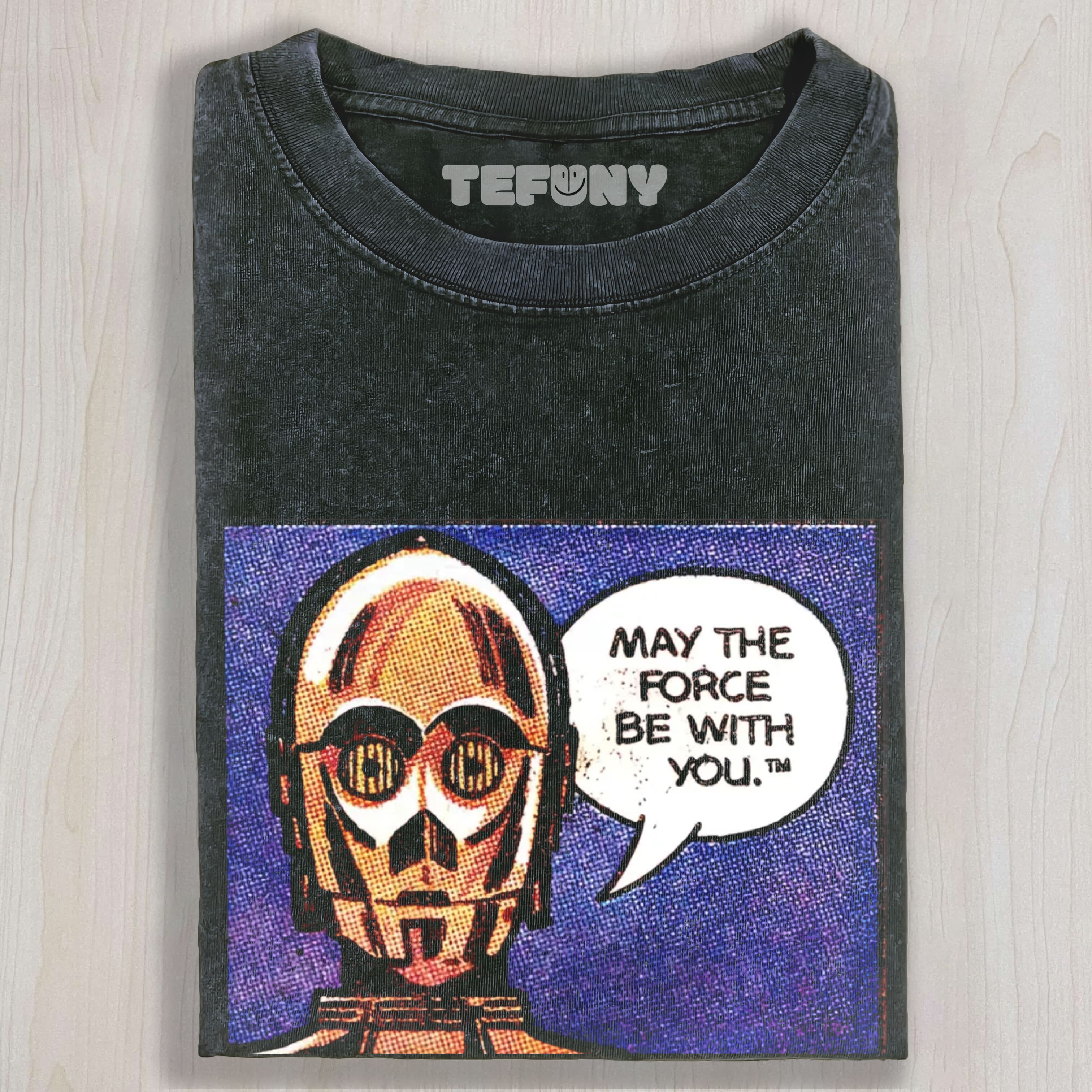 MAY THE FORCE BE WITH YOU C-3PO SKULL VINTAGE WASHED TEE & SWEAT & HOOD