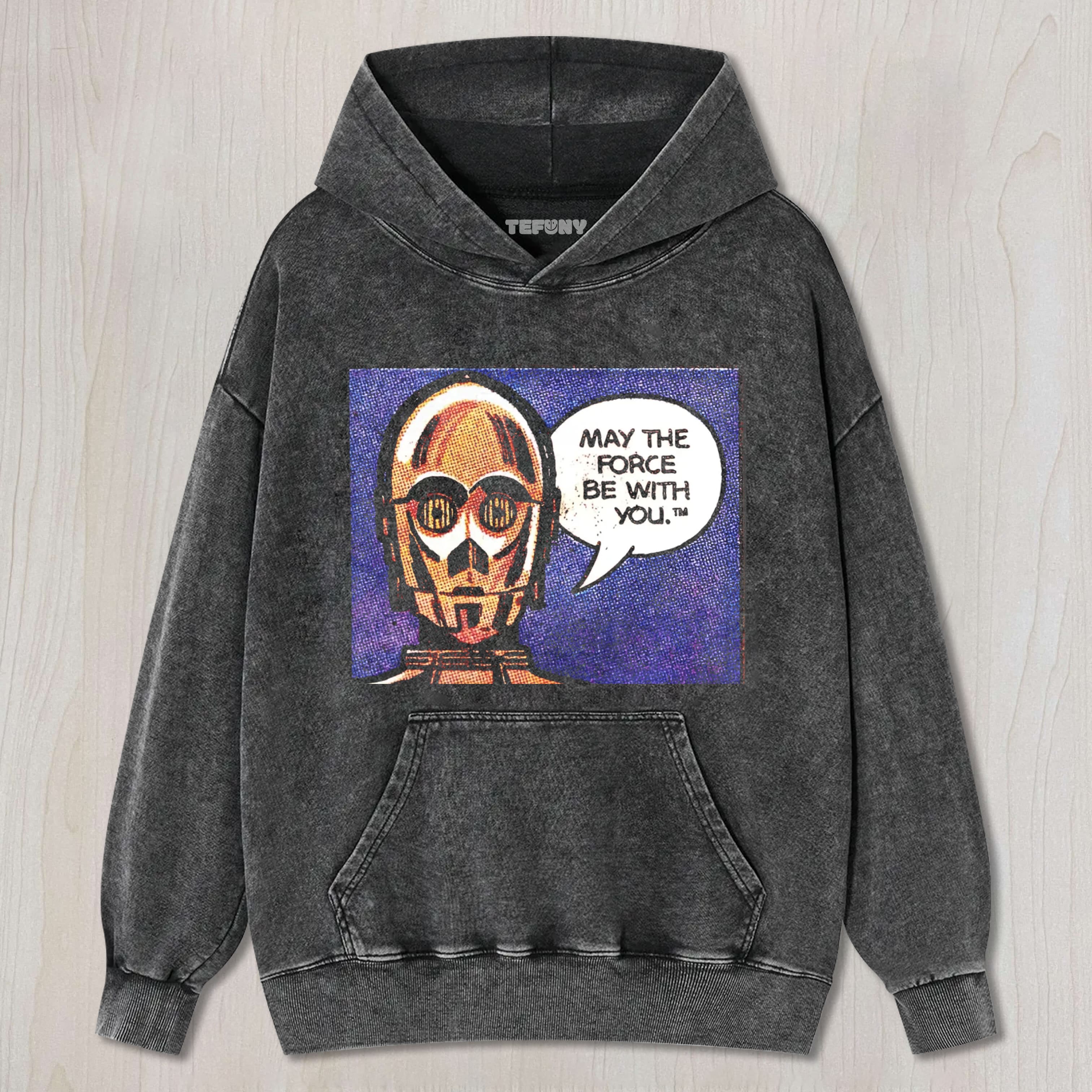 MAY THE FORCE BE WITH YOU C-3PO SKULL VINTAGE WASHED TEE & SWEAT & HOOD