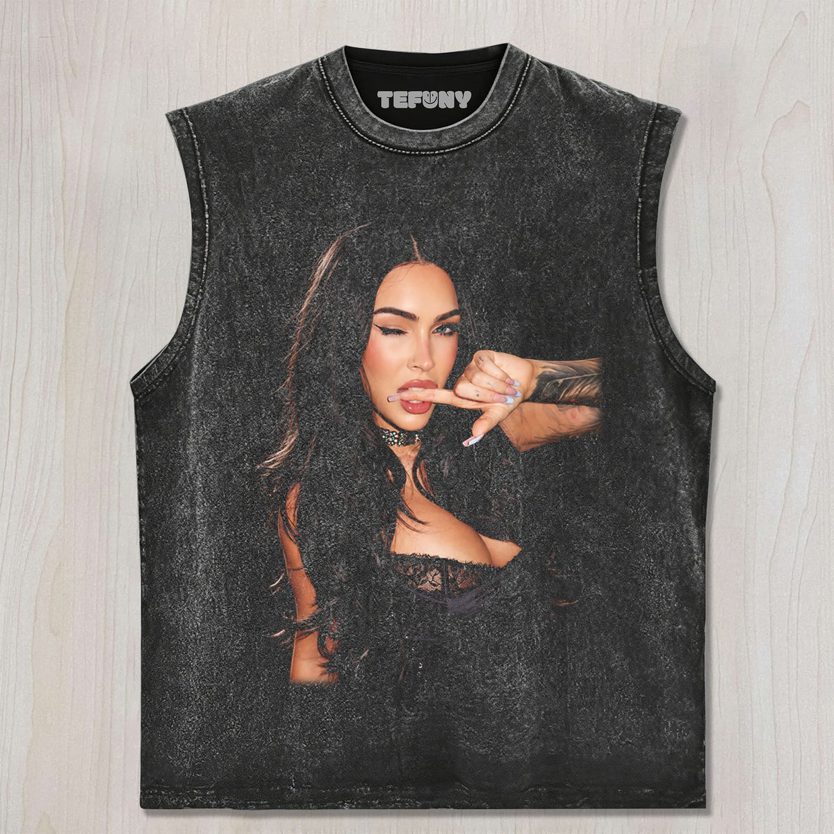 MEGAN FOX BITES FINGERS UNISEX TEE, TANK TOP, LAYERED LS, SWEATSHIRT & HOODIE