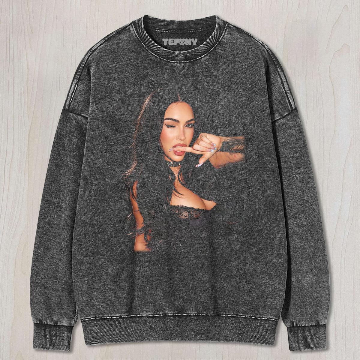 MEGAN FOX BITES FINGERS UNISEX TEE, TANK TOP, LAYERED LS, SWEATSHIRT & HOODIE