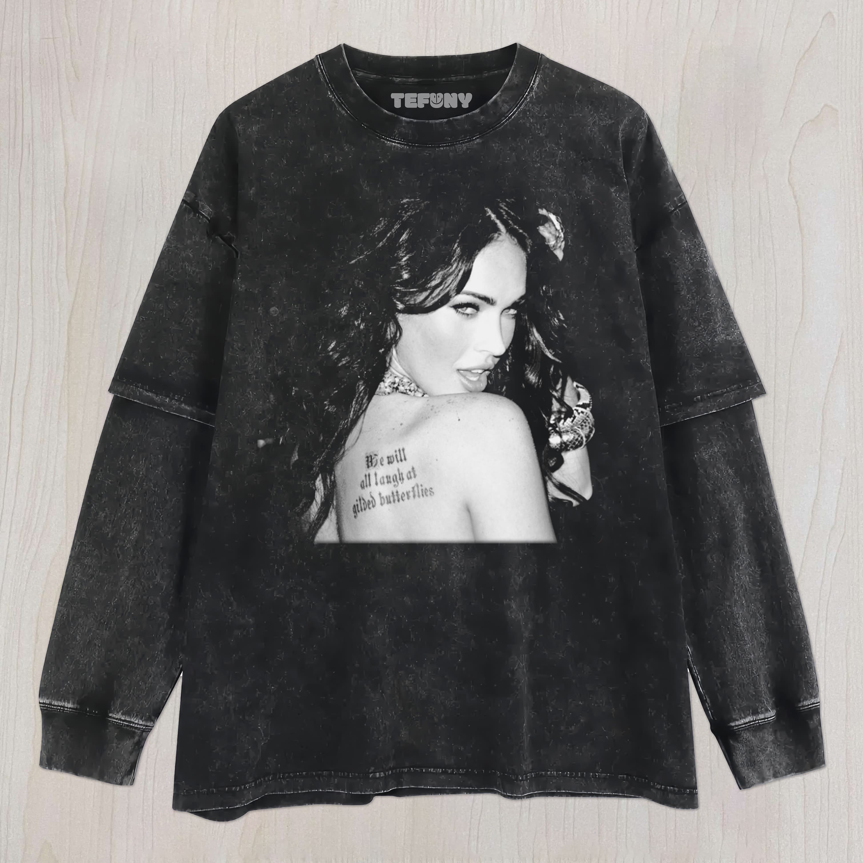 MEGAN FOX LOOKED BACK UNISEX TEE, TANK TOP, LAYERED LS, SWEATSHIRT & HOODIE