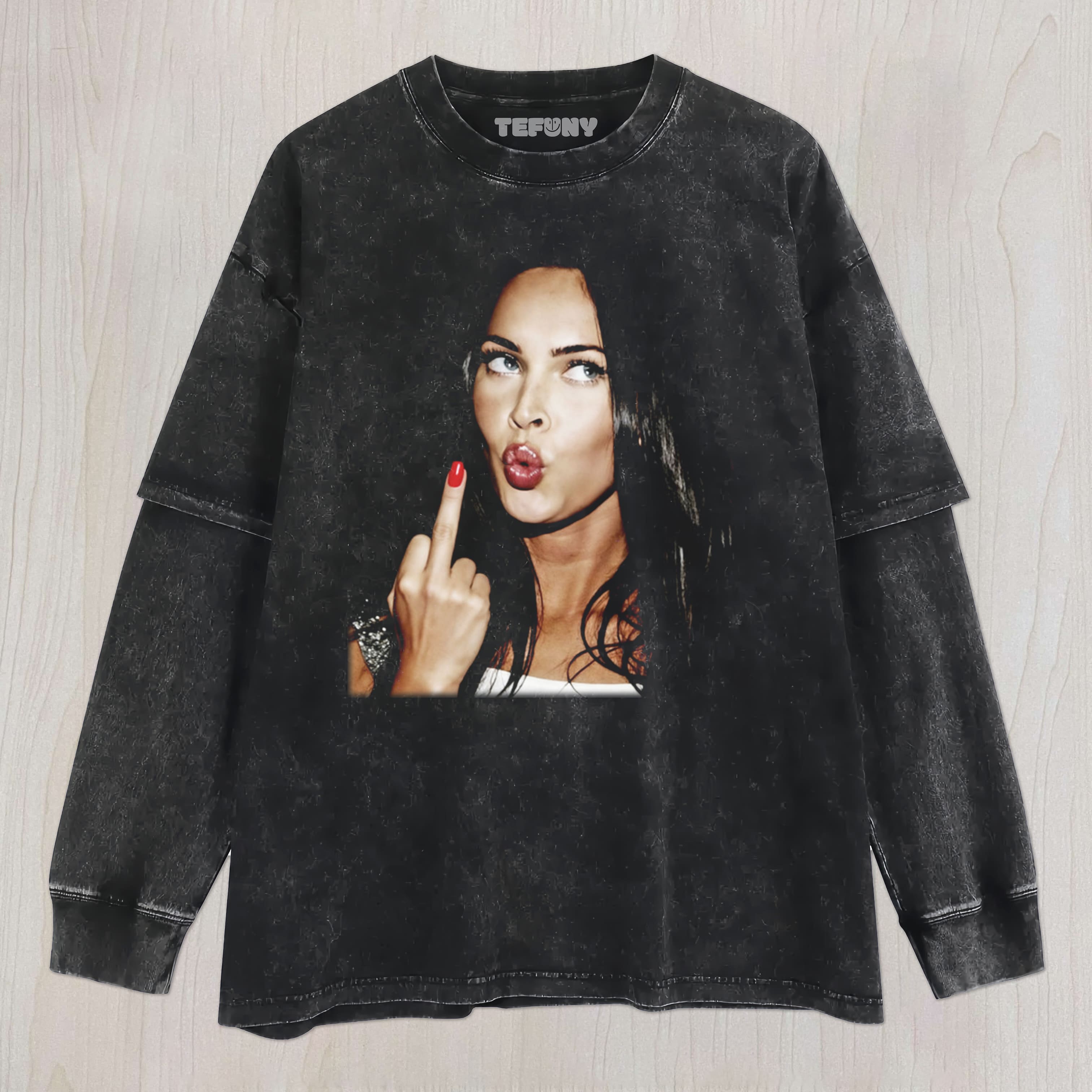 MEGAN FOX MIDDLE FINGER UNISEX TEE, TANK TOP, LAYERED LS, SWEATSHIRT & HOODIE