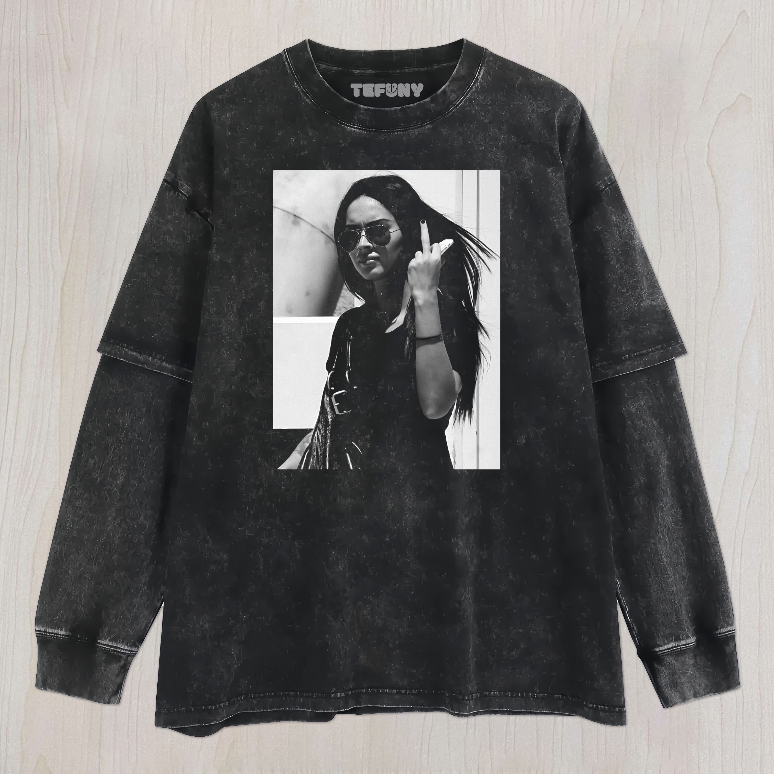 MEGAN FOX MIDDLE FINGER UNISEX TEE, TANK TOP, LAYERED LS, SWEATSHIRT & HOODIE