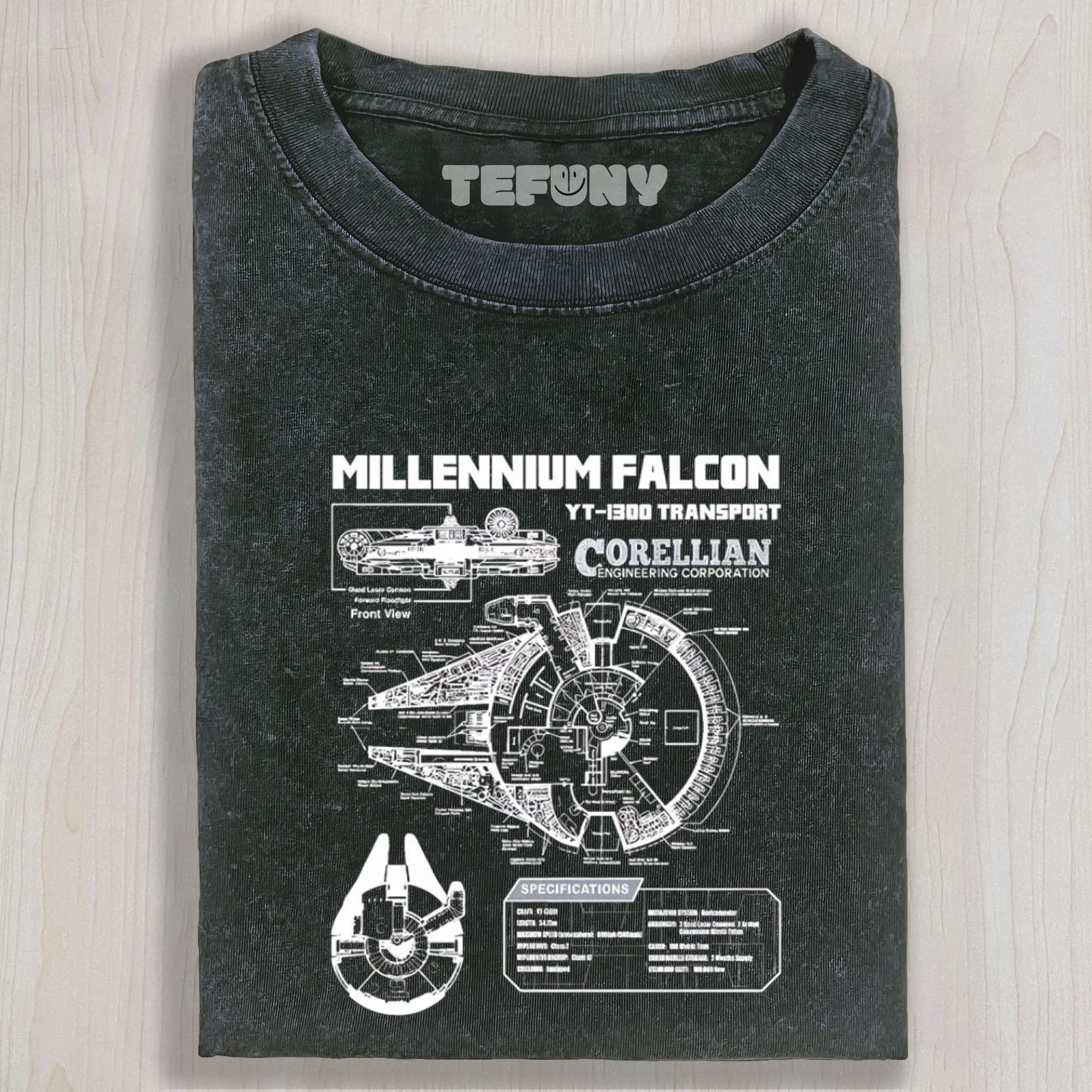 MENS STAR BATTLES GOLD MILLENNIUM FALCON SCHEMATICS GEEK TEE & SWEAT & HOOD