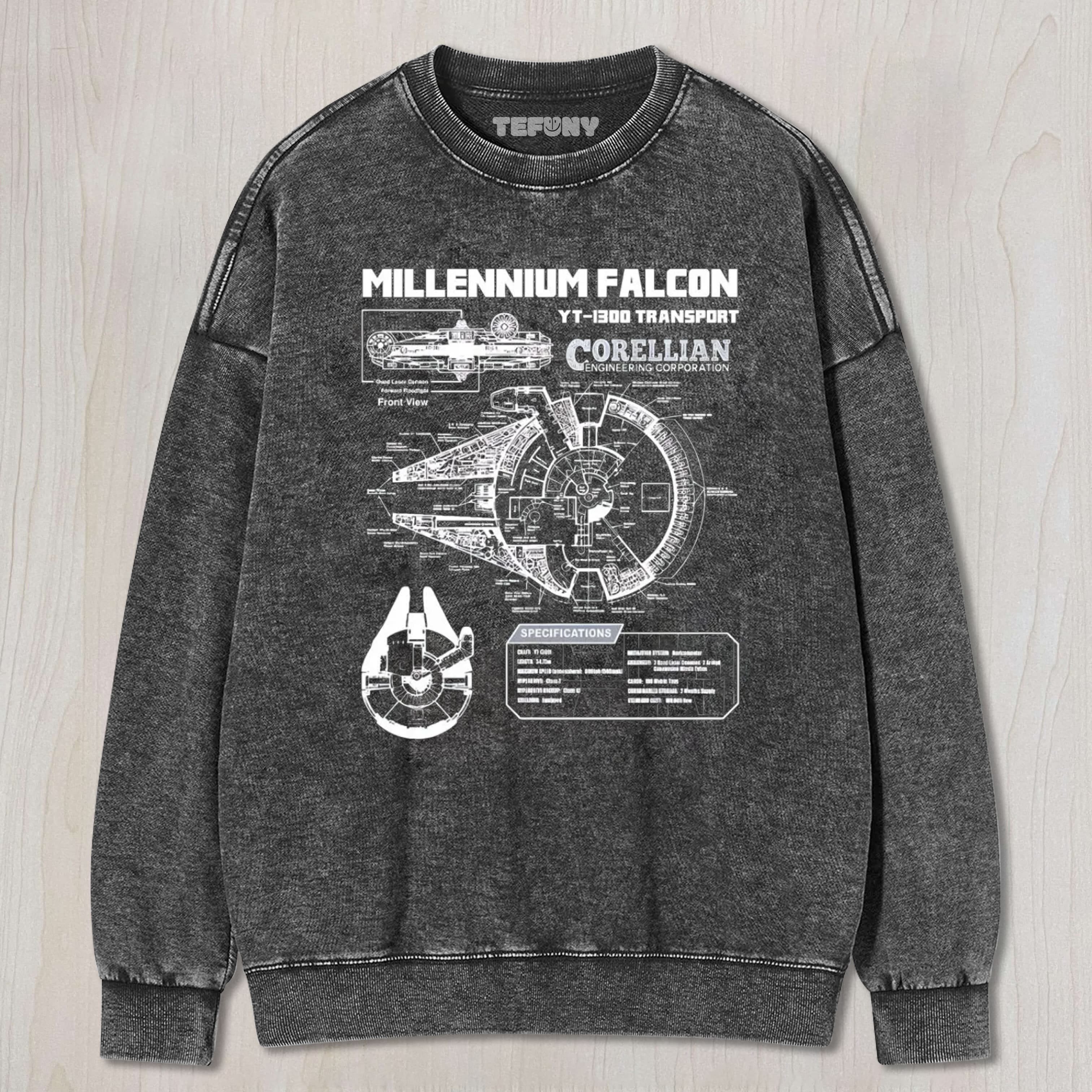 MENS STAR BATTLES GOLD MILLENNIUM FALCON SCHEMATICS GEEK TEE & SWEAT & HOOD