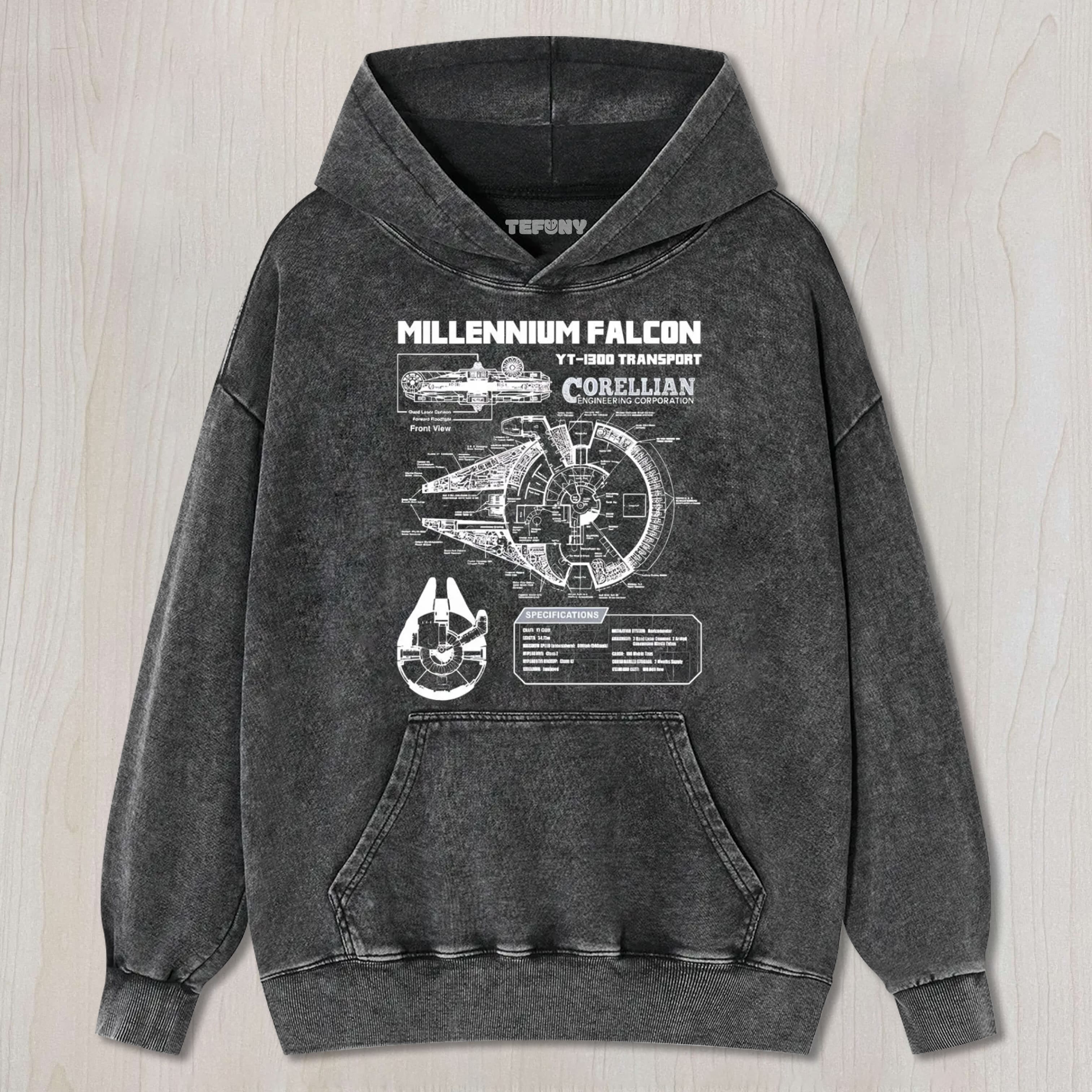 MENS STAR BATTLES GOLD MILLENNIUM FALCON SCHEMATICS GEEK TEE & SWEAT & HOOD