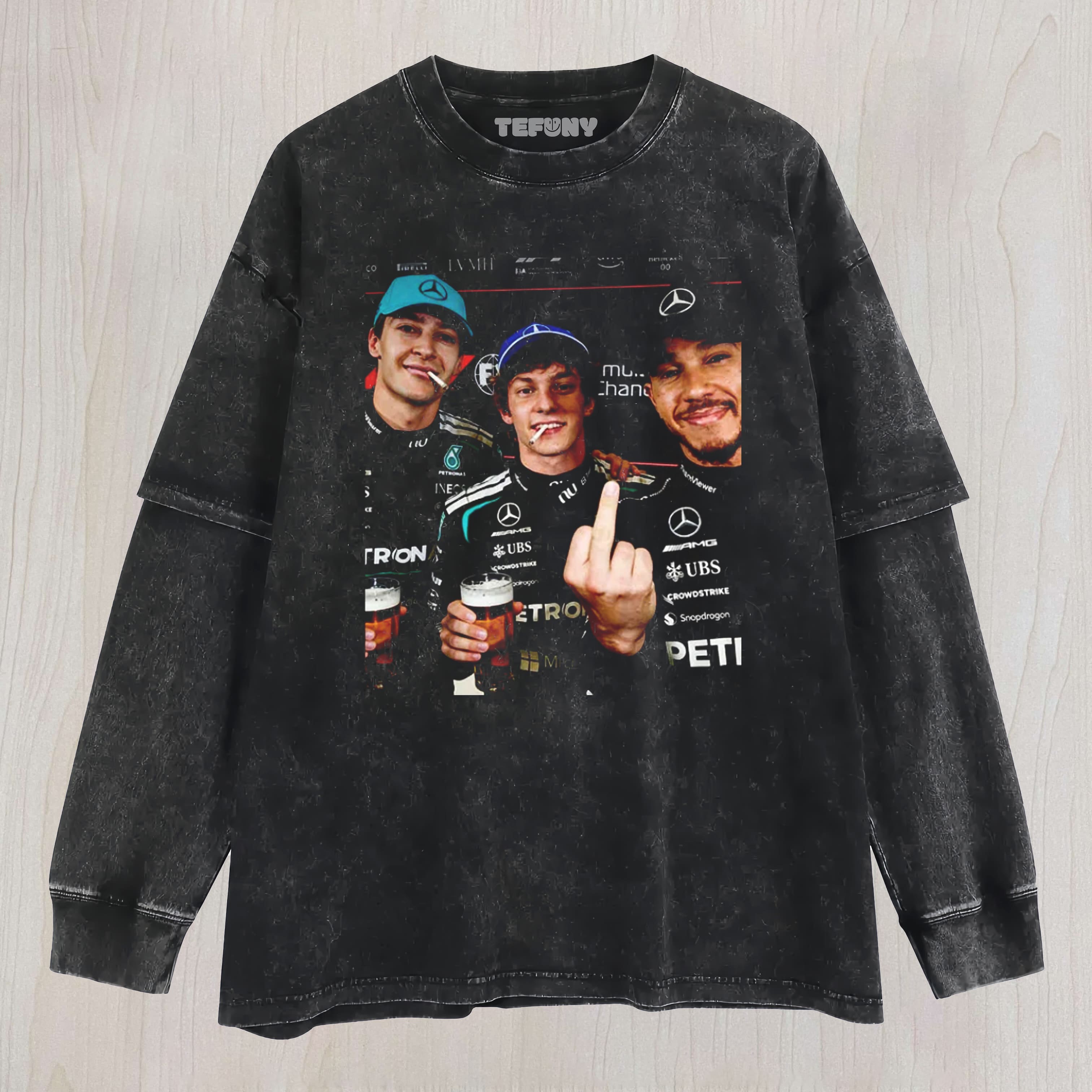 MERCEDES TRIPLE EDGE ：F1 GEORGE RUSSELL & KIMI & LEWIS HAMILTON LAYERED LONG SLEEVE