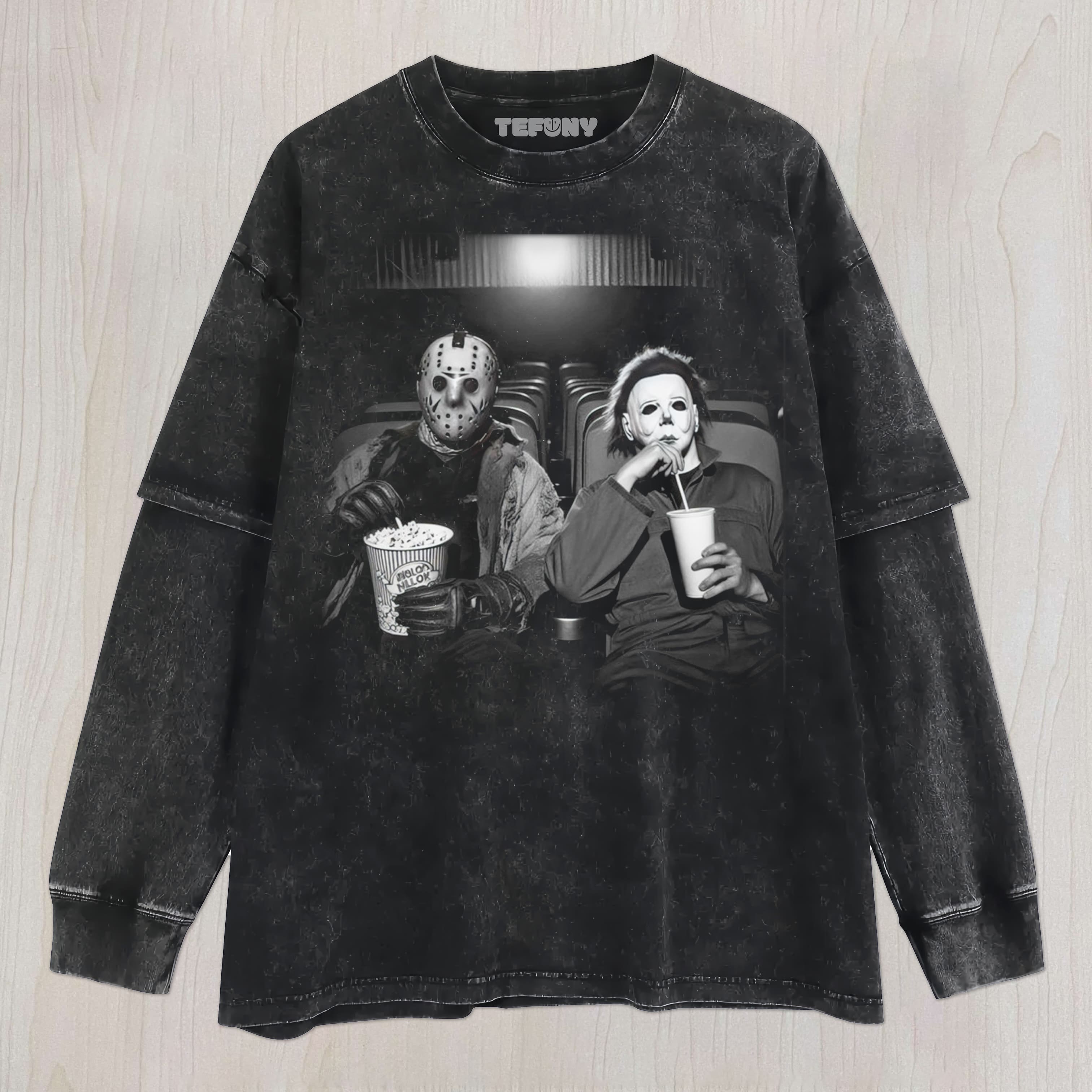MICHAEL MYERS AND JASON V1 UNISEX TEE, TANK TOP, LAYERED LS, SWEATSHIRT & HOODIE