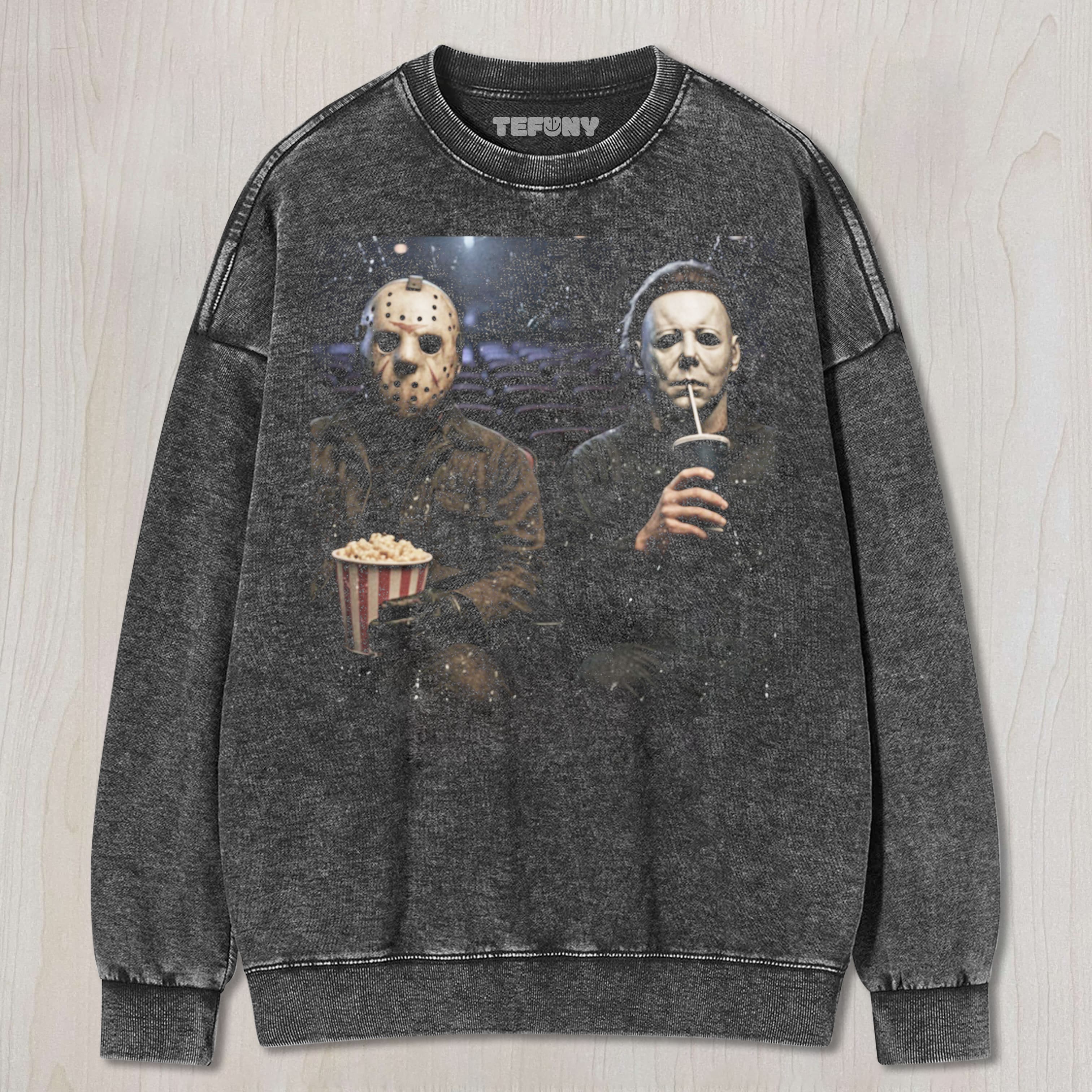 MICHAEL MYERS AND JASON V3 UNISEX TEE, TANK TOP, LAYERED LS, SWEATSHIRT & HOODIE