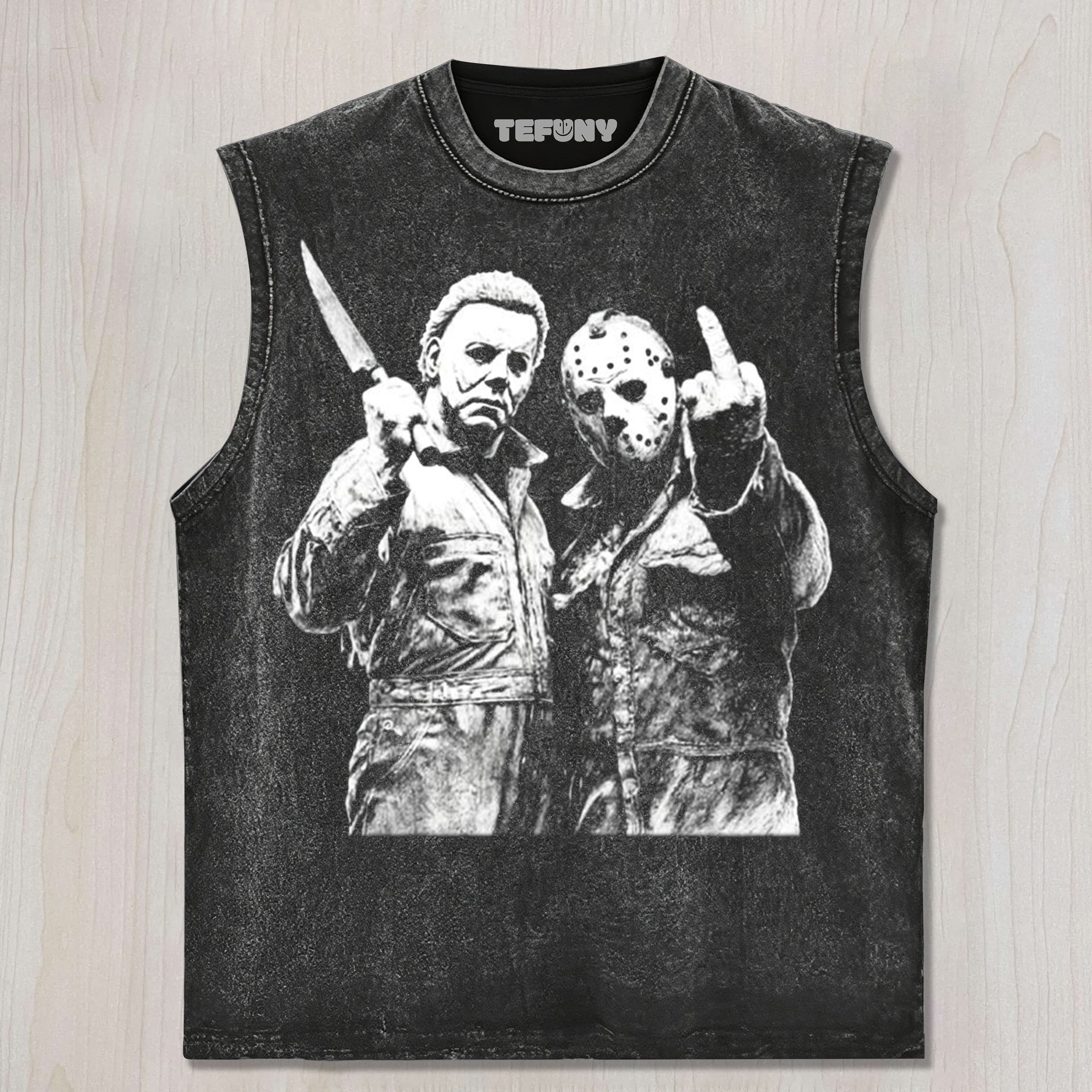 MICHAEL MYERS AND JASON V4 UNISEX TEE, TANK TOP, LAYERED LS, SWEATSHIRT & HOODIE