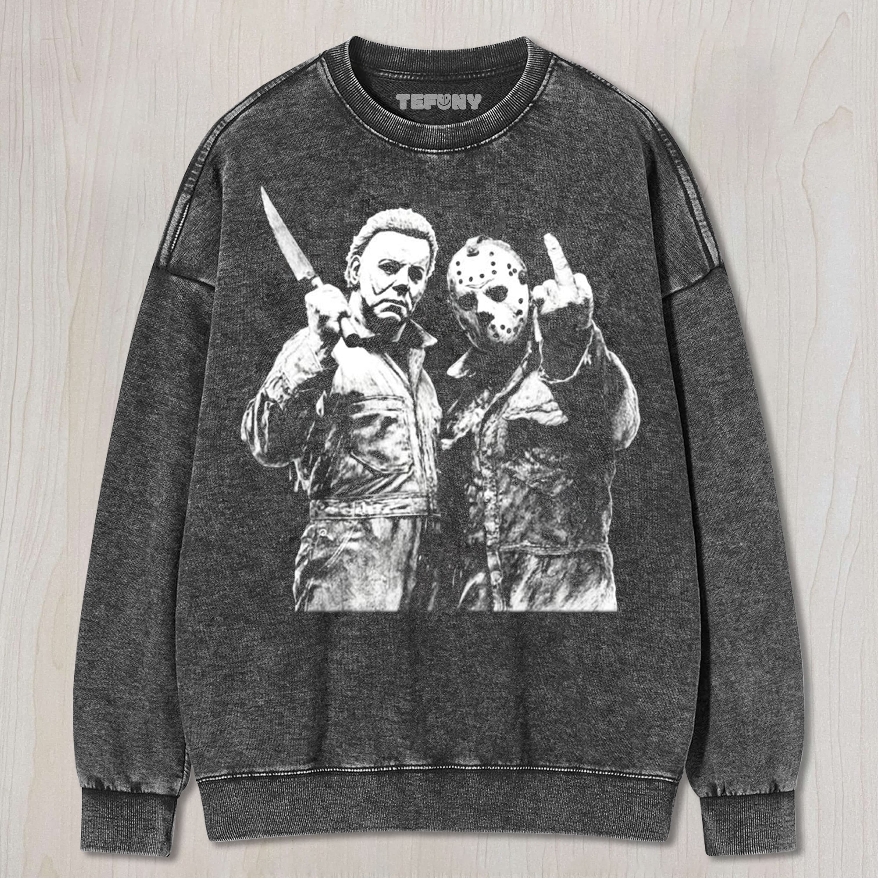 MICHAEL MYERS AND JASON V4 UNISEX TEE, TANK TOP, LAYERED LS, SWEATSHIRT & HOODIE