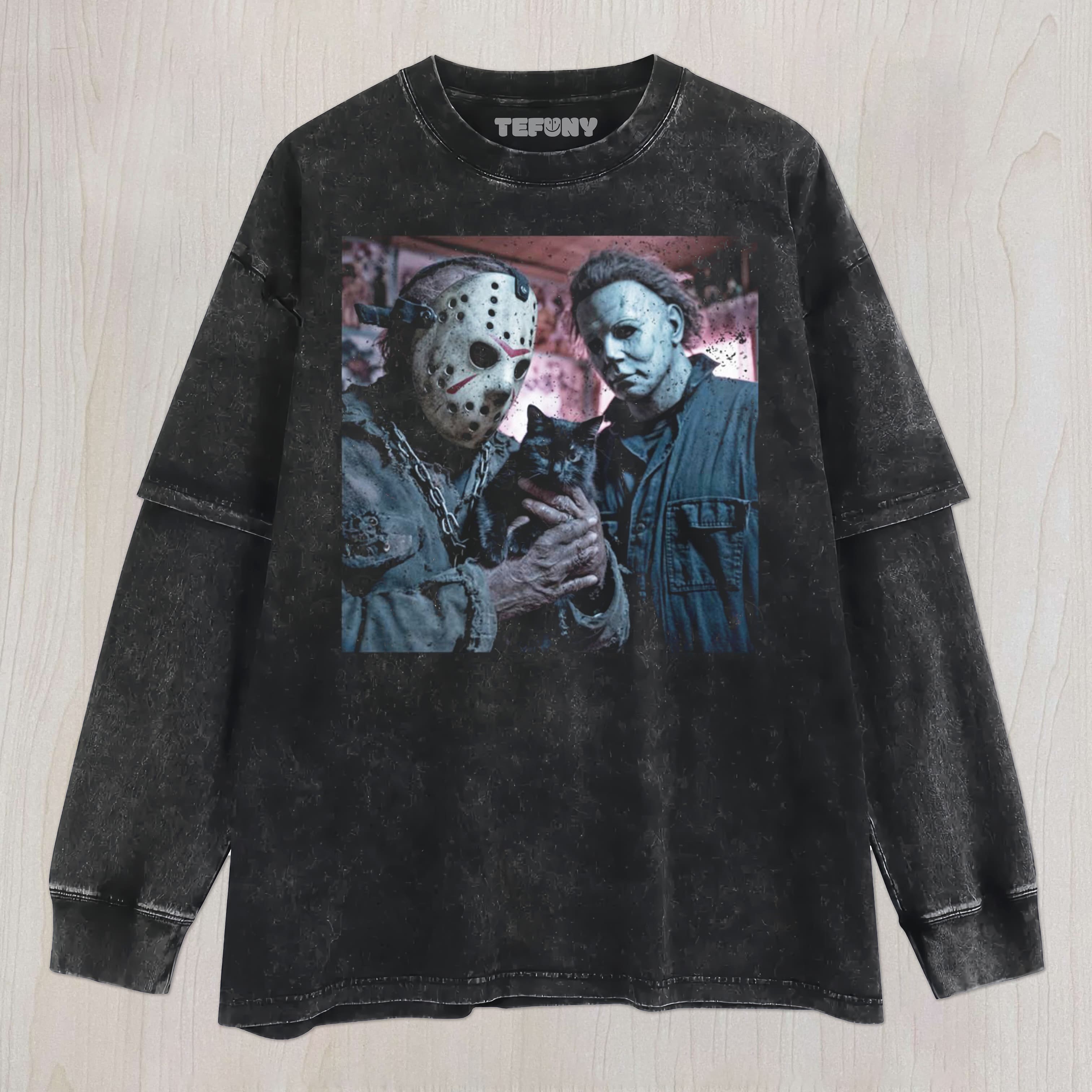 MICHAEL MYERS AND JASON V6 UNISEX TEE, TANK TOP, LAYERED LS, SWEATSHIRT & HOODIE