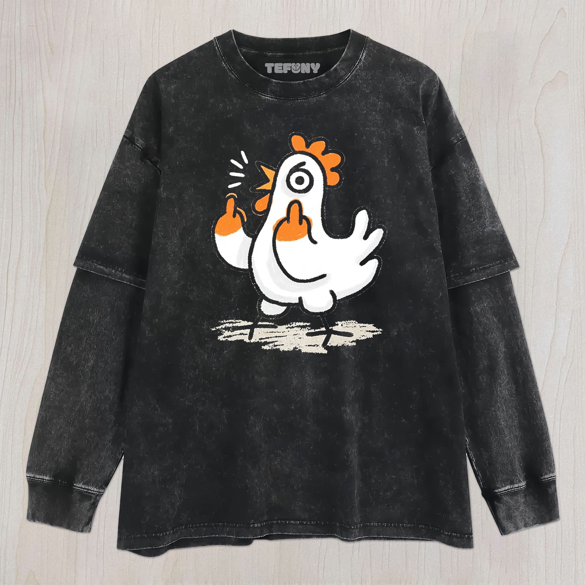 MIDDLE FINGER CHICKEN UNISEX TEE, TANK TOP, LAYERED LS, SWEATSHIRT & HOODIE