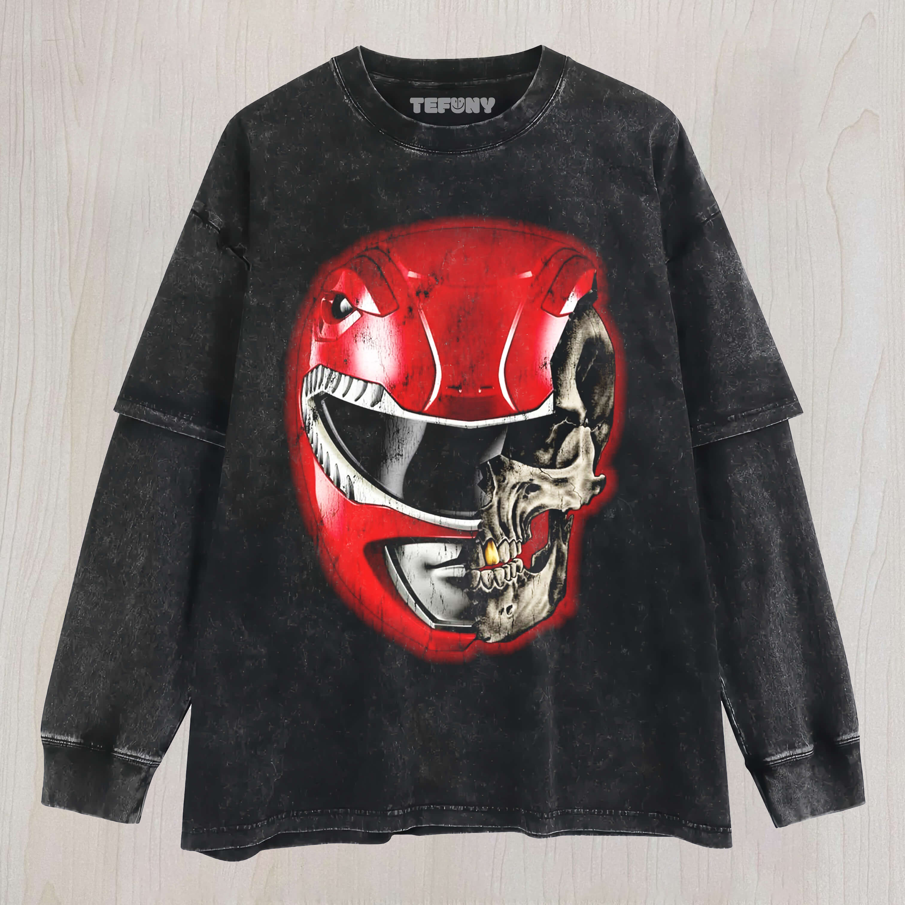 MIGHTY MORPHIN POWER RANGERS-RED RANGER LAYERED LONG SLEEVE