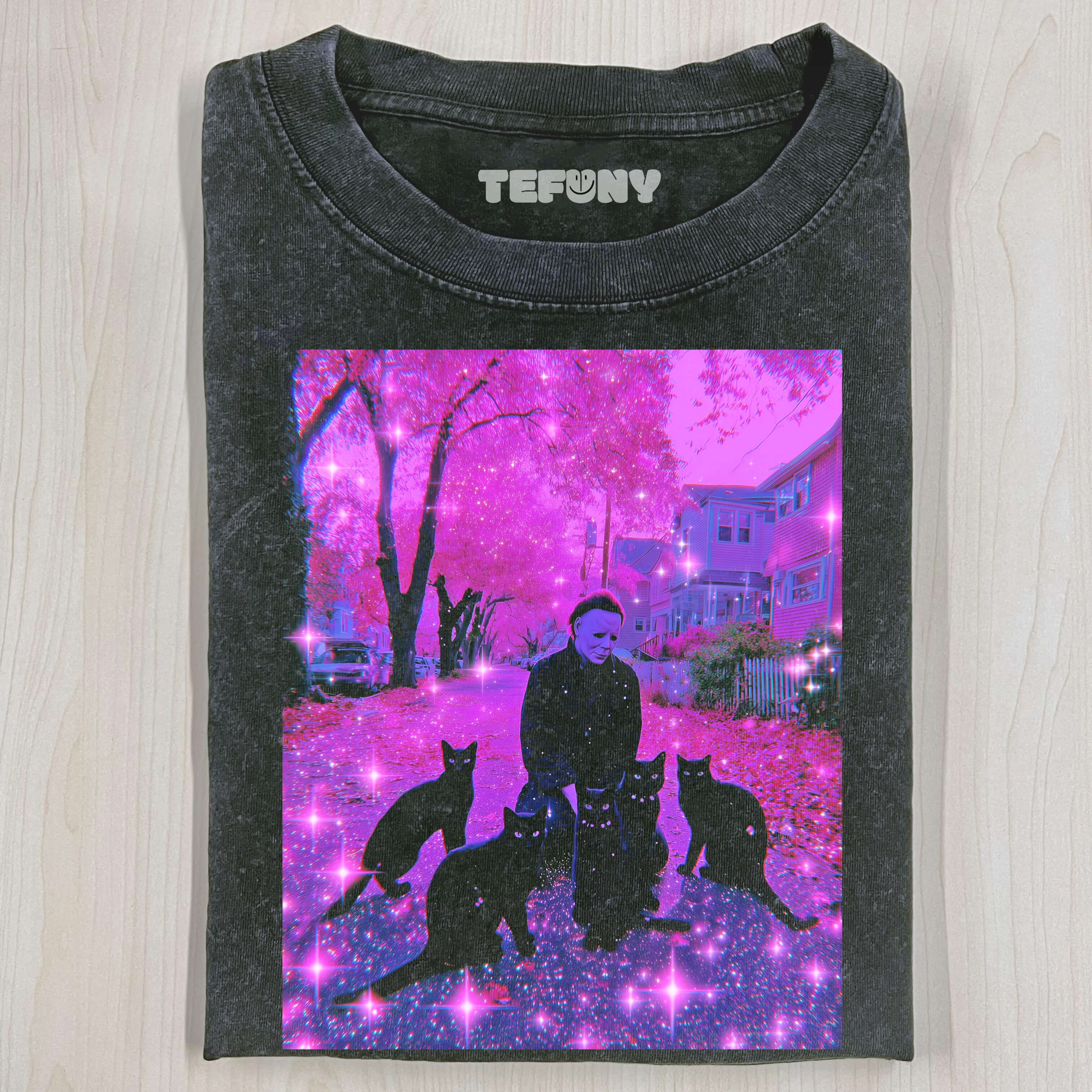 MIKE MYERS GLOWS WITH CATS T-SHIRT