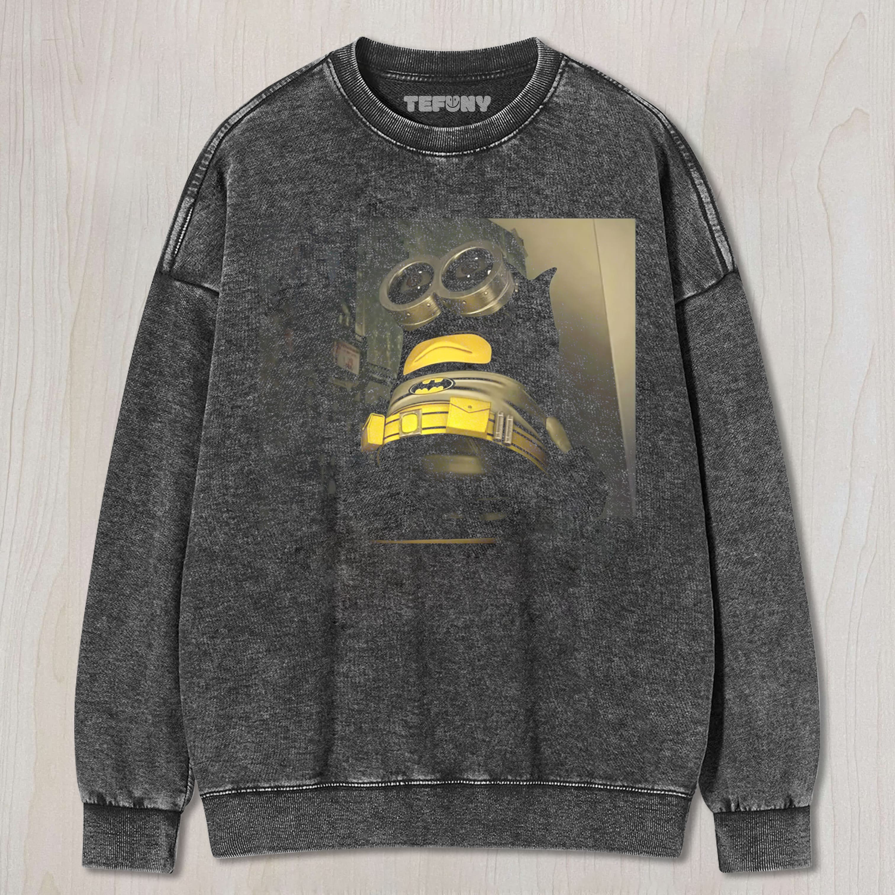 MINION BATMAN PARODY VINTAGE UNISEX TEE, TANK TOP, LAYERED LS, SWEATSHIRT & HOODIE