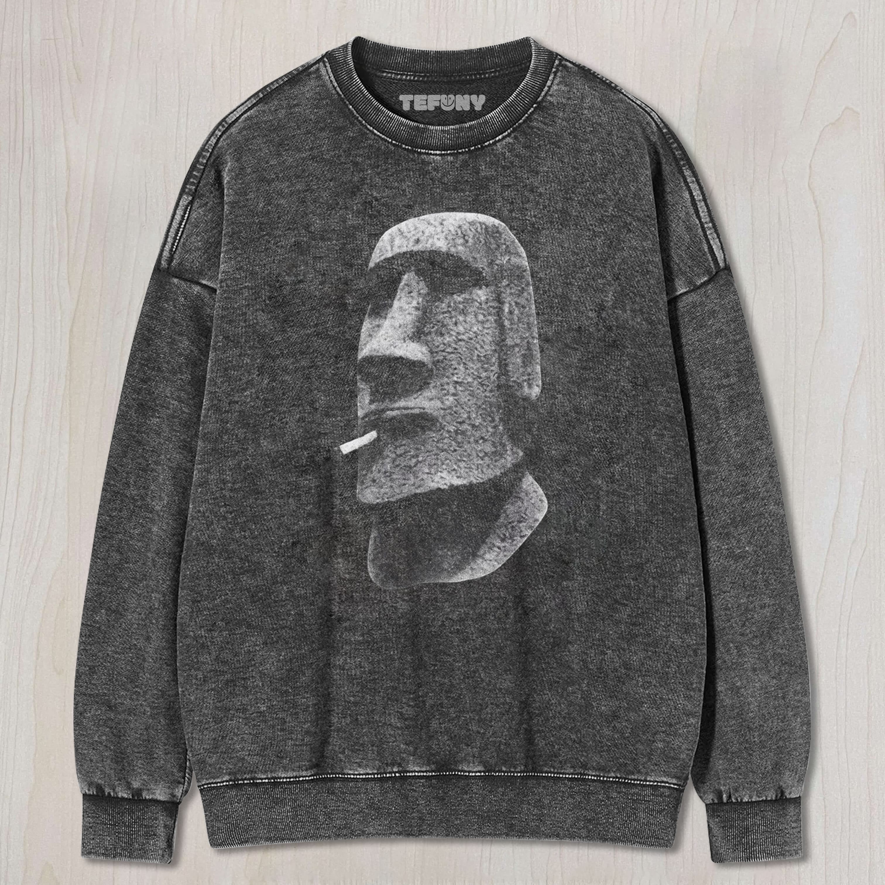 MOAI SMOKING UNISEX TEE, TANK TOP, LAYERED LS, SWEATSHIRT & HOODIE