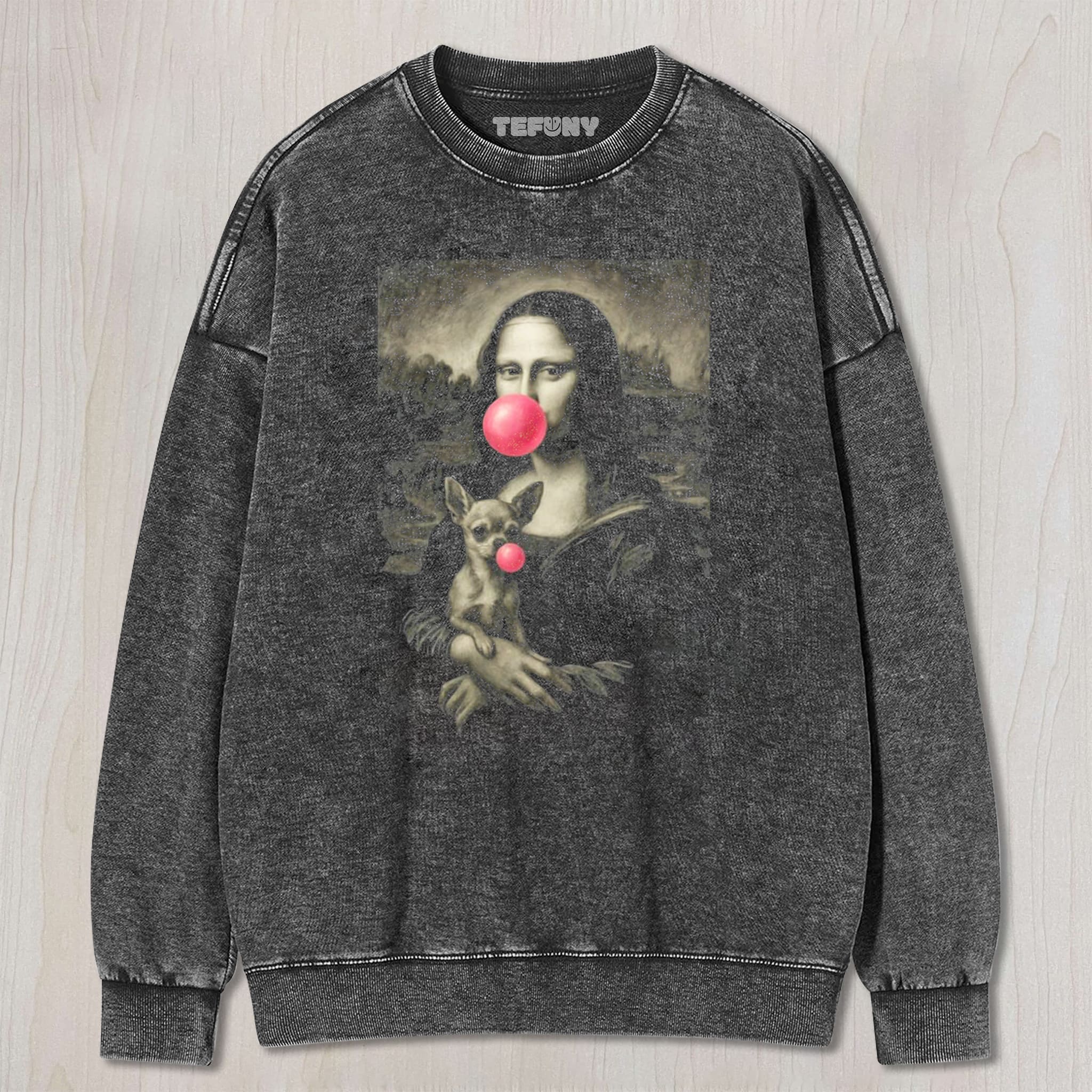 MONA LISA BLOWING BUBBLES UNISEX TEE, TANK TOP, LAYERED LS, SWEATSHIRT & HOODIE