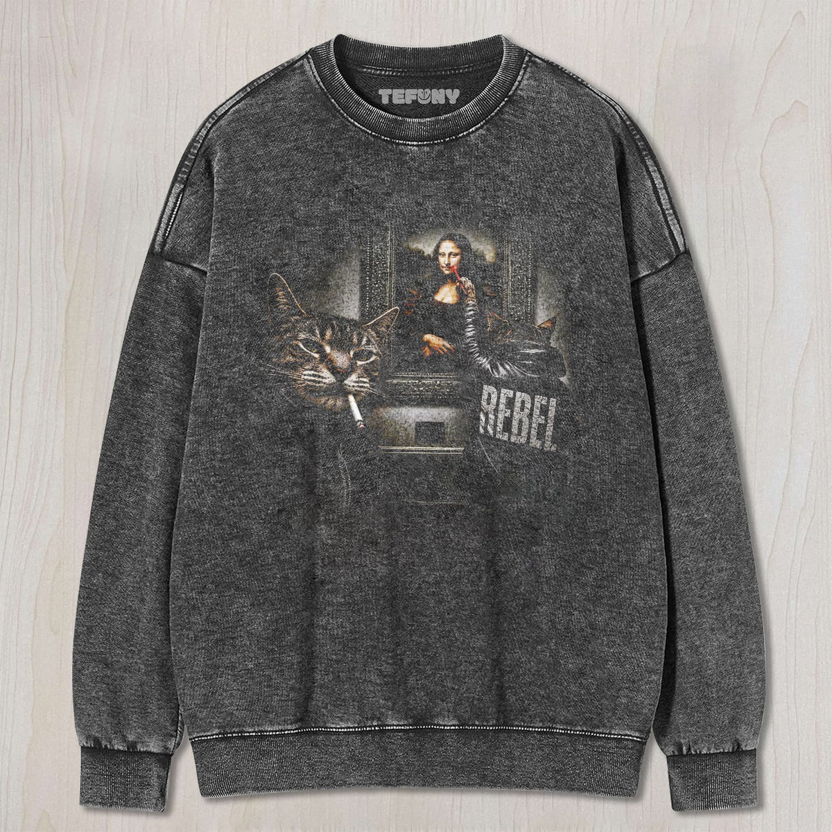 MONA LISA CAT MISCHIEF UNISEX TEE, TANK TOP, LAYERED LS, SWEATSHIRT & HOODIE