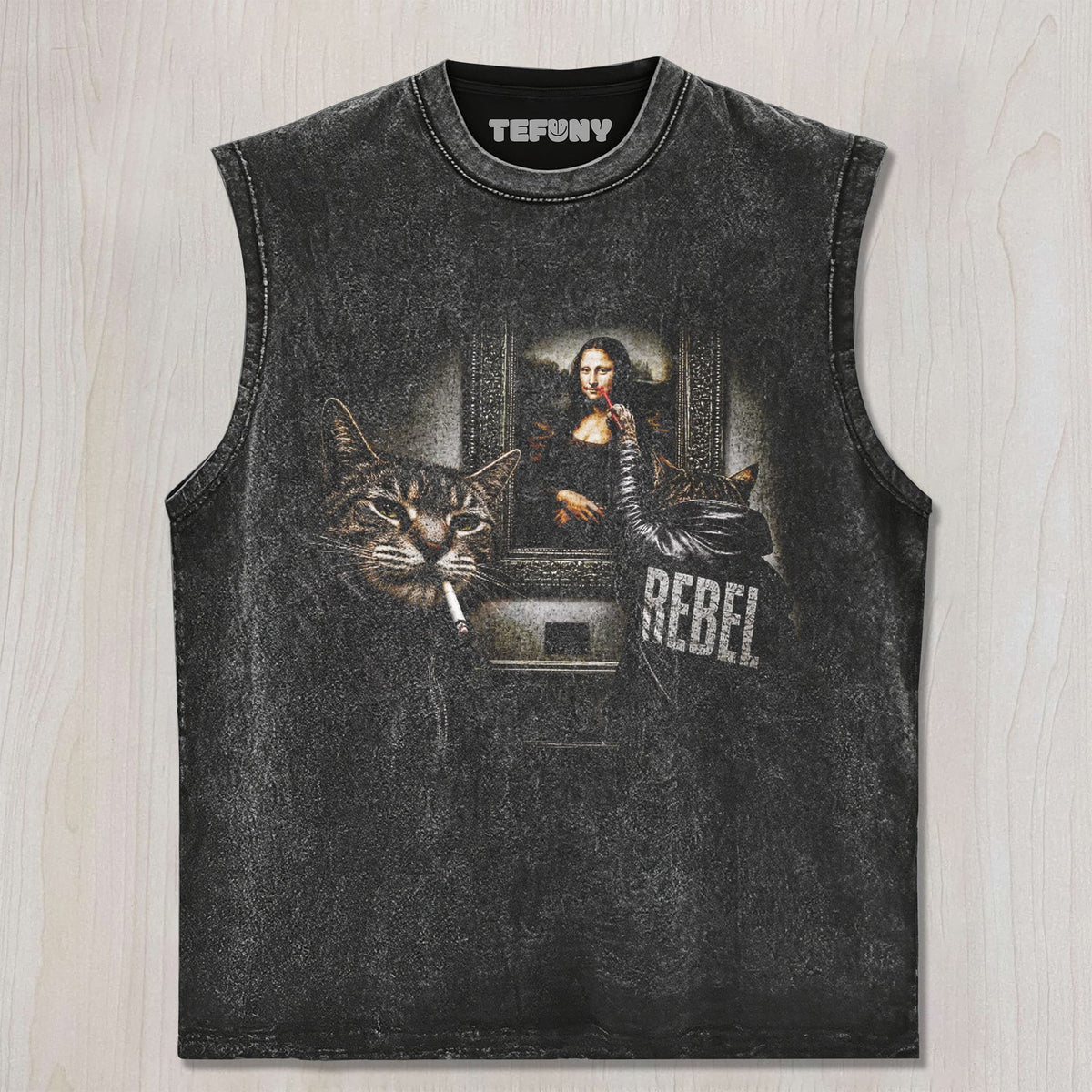 MONA LISA CAT MISCHIEF UNISEX TEE, TANK TOP, LAYERED LS, SWEATSHIRT & HOODIE