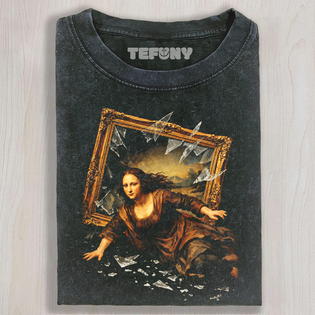MONA LISA ESCAPES THE PAINTING UNISEX TEE, TANK TOP, LAYERED LS, SWEATSHIRT & HOODIE