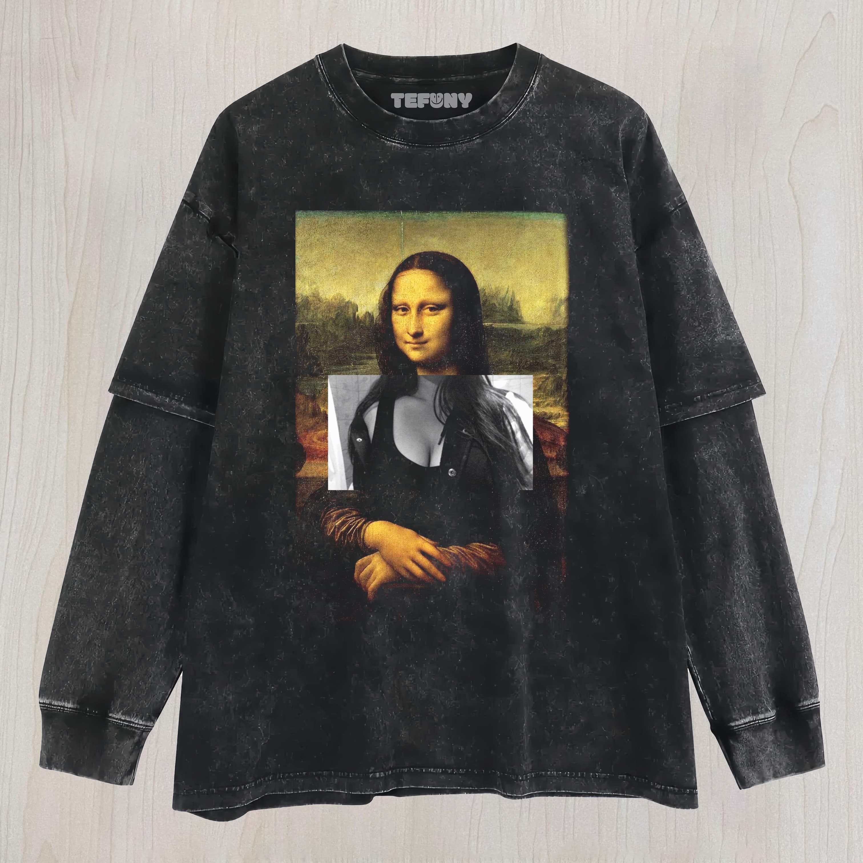 MONA LISA FUNNY MEME LAYERED LONG SLEEVE