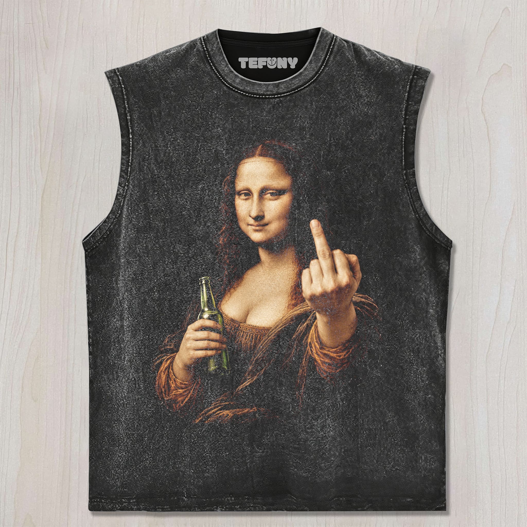 MONA LISA MIDDLE FINGER UNISEX TEE, TANK TOP, LAYERED LS, SWEATSHIRT & HOODIE