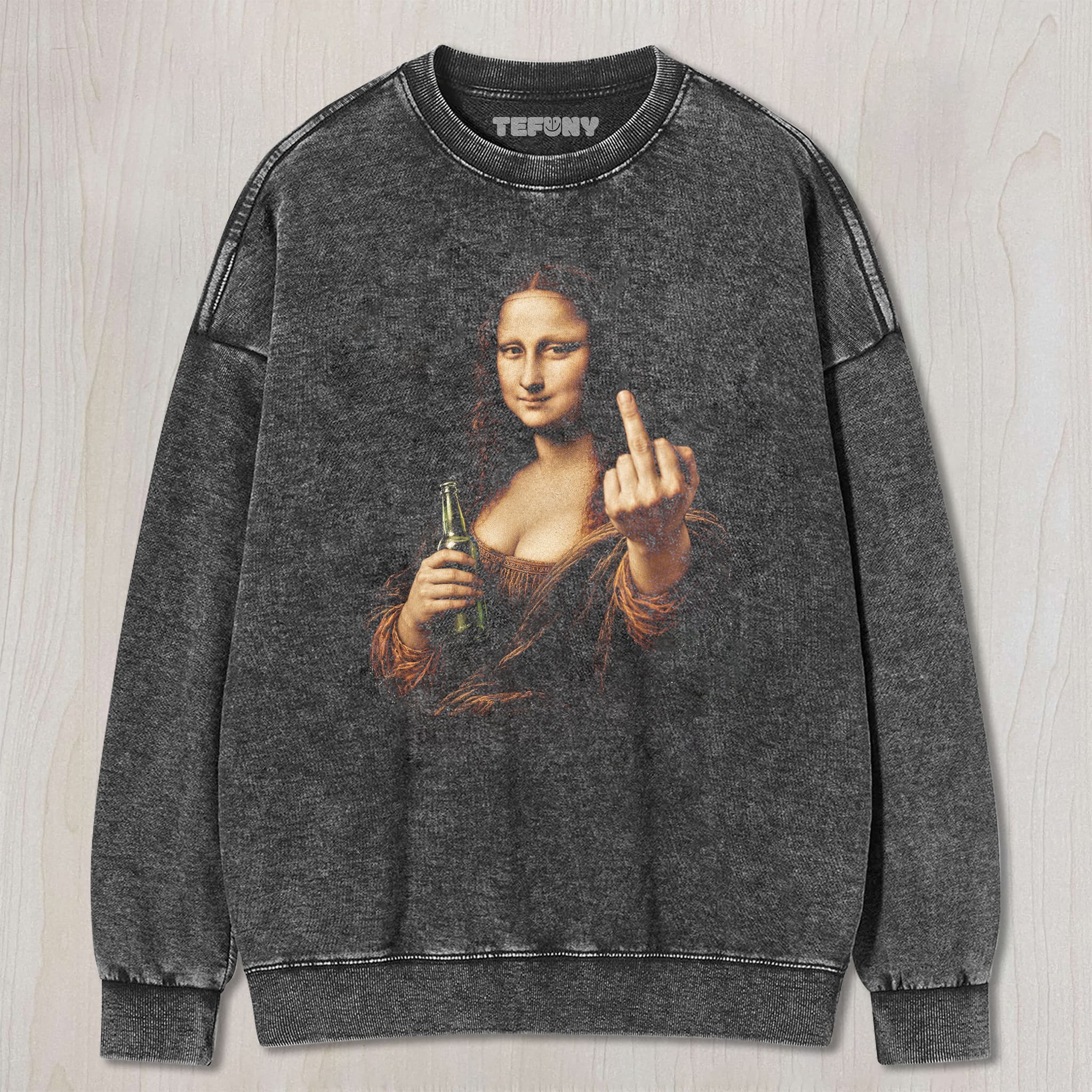 MONA LISA MIDDLE FINGER UNISEX TEE, TANK TOP, LAYERED LS, SWEATSHIRT & HOODIE
