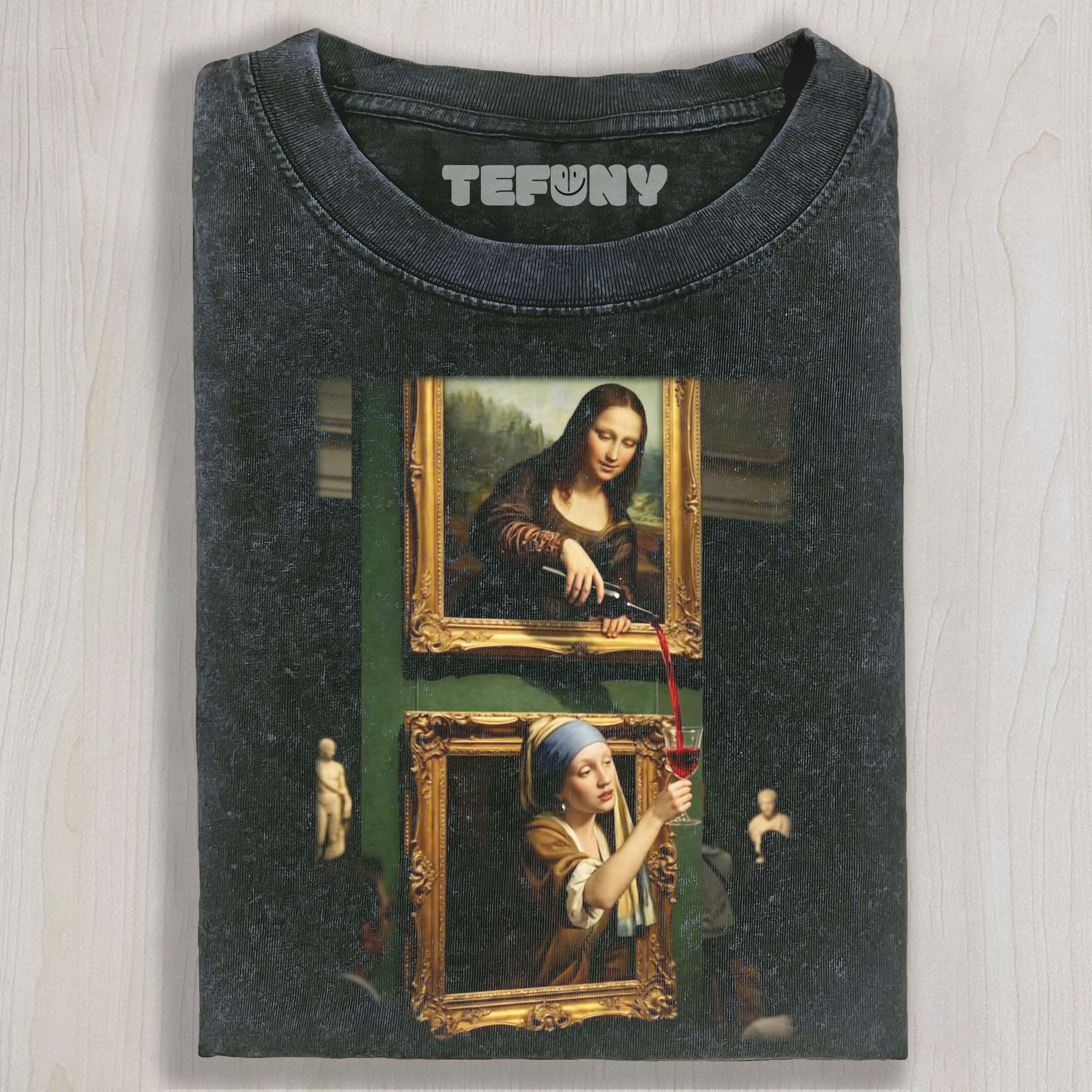 MONA LISA AND GIRL WITH A PEARL EARRING UNISEX TEE, TANK TOP, LAYERED LS, SWEATSHIRT & HOODIE