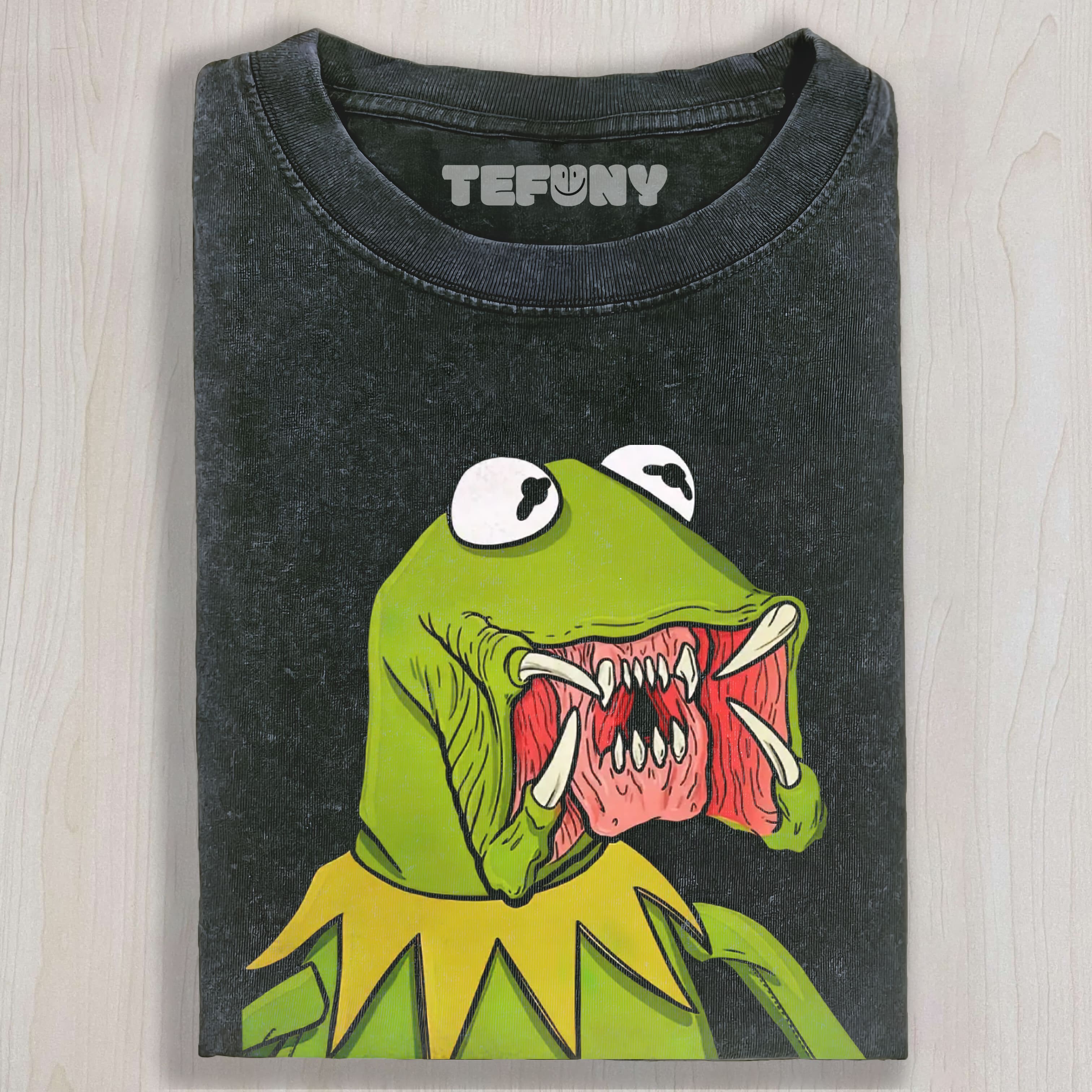 MONSTER KERMIT MUPPET HORROR PARODY VINTAGE WASHED TEE & SWEAT & HOOD