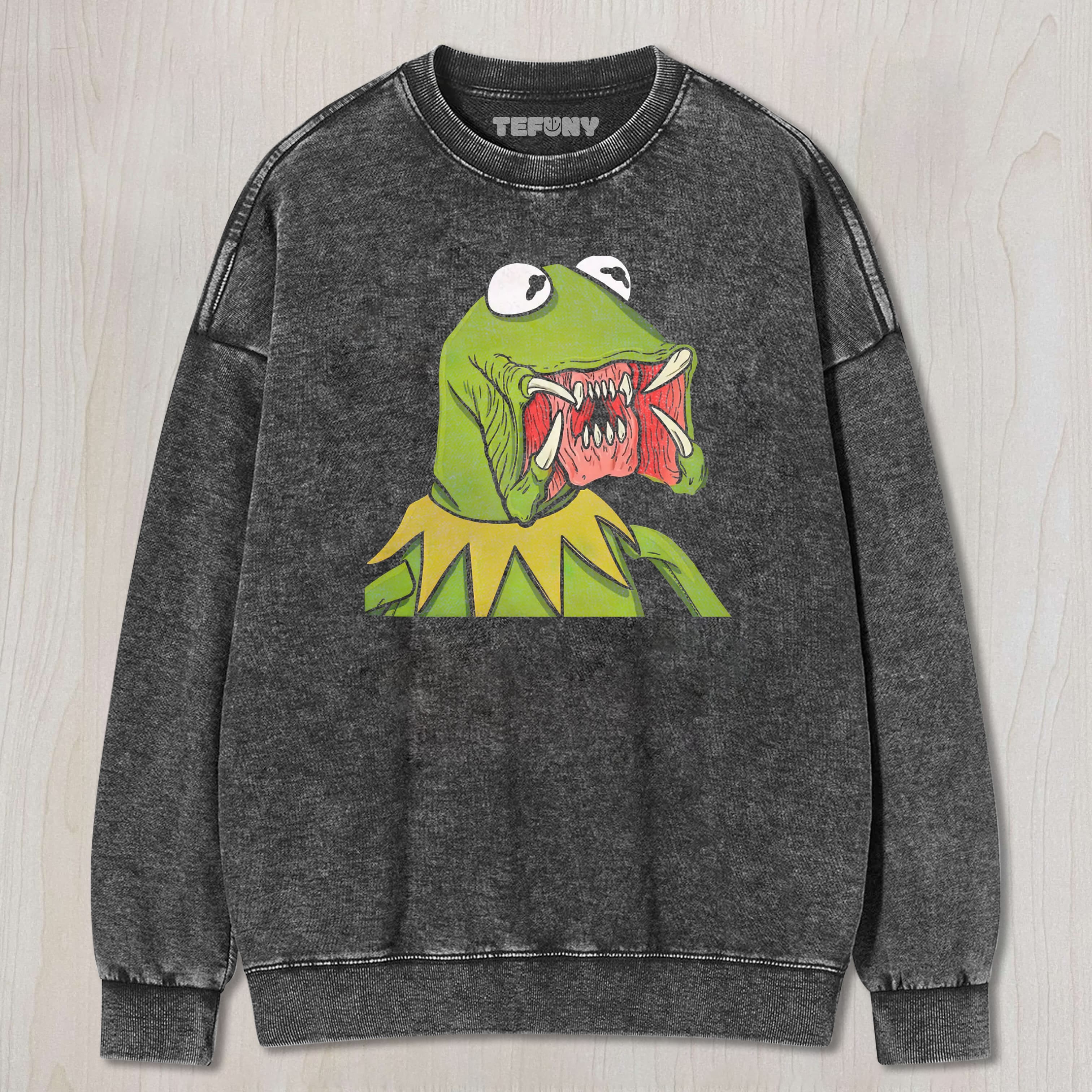 MONSTER KERMIT MUPPET HORROR PARODY VINTAGE WASHED TEE & SWEAT & HOOD
