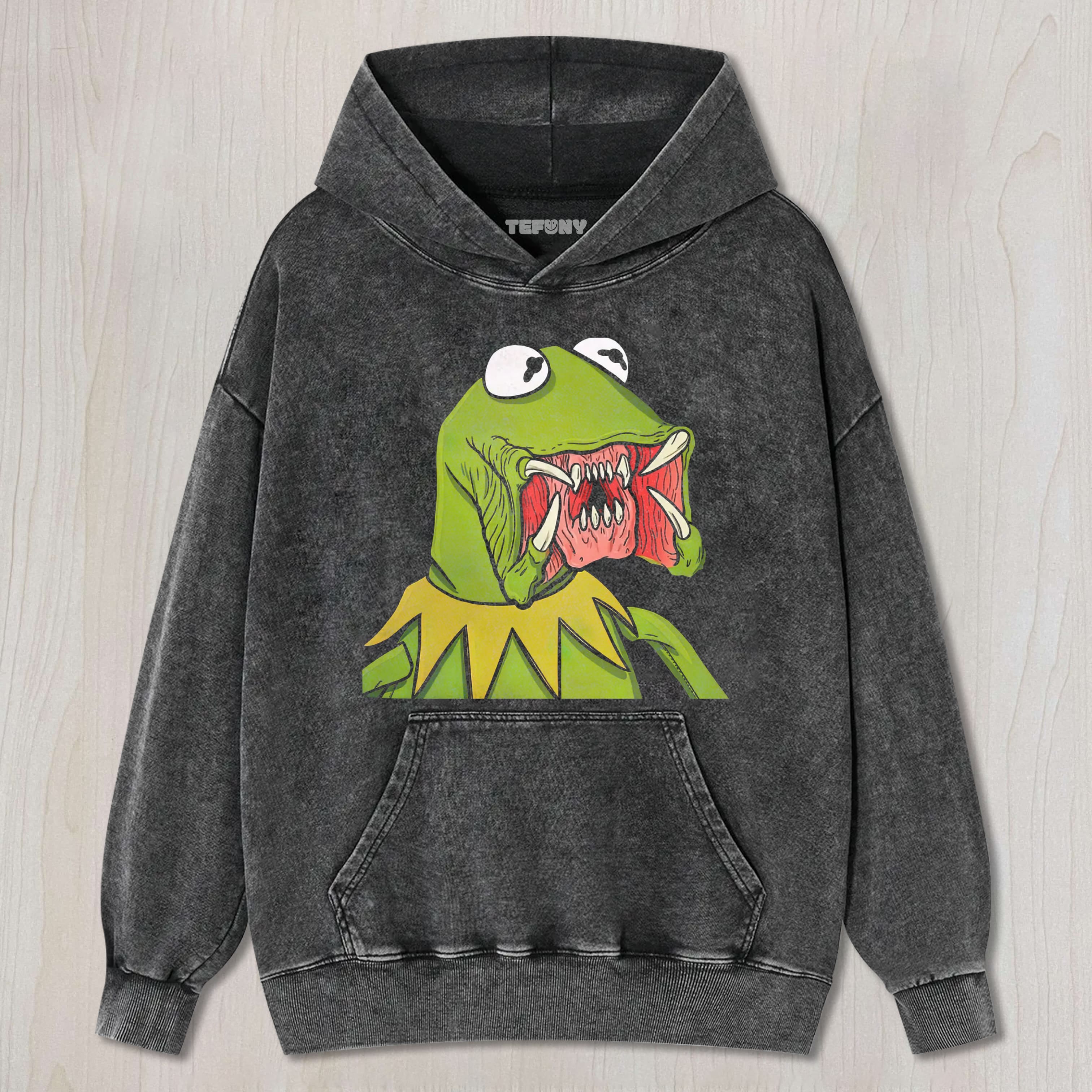 MONSTER KERMIT MUPPET HORROR PARODY VINTAGE WASHED TEE & SWEAT & HOOD